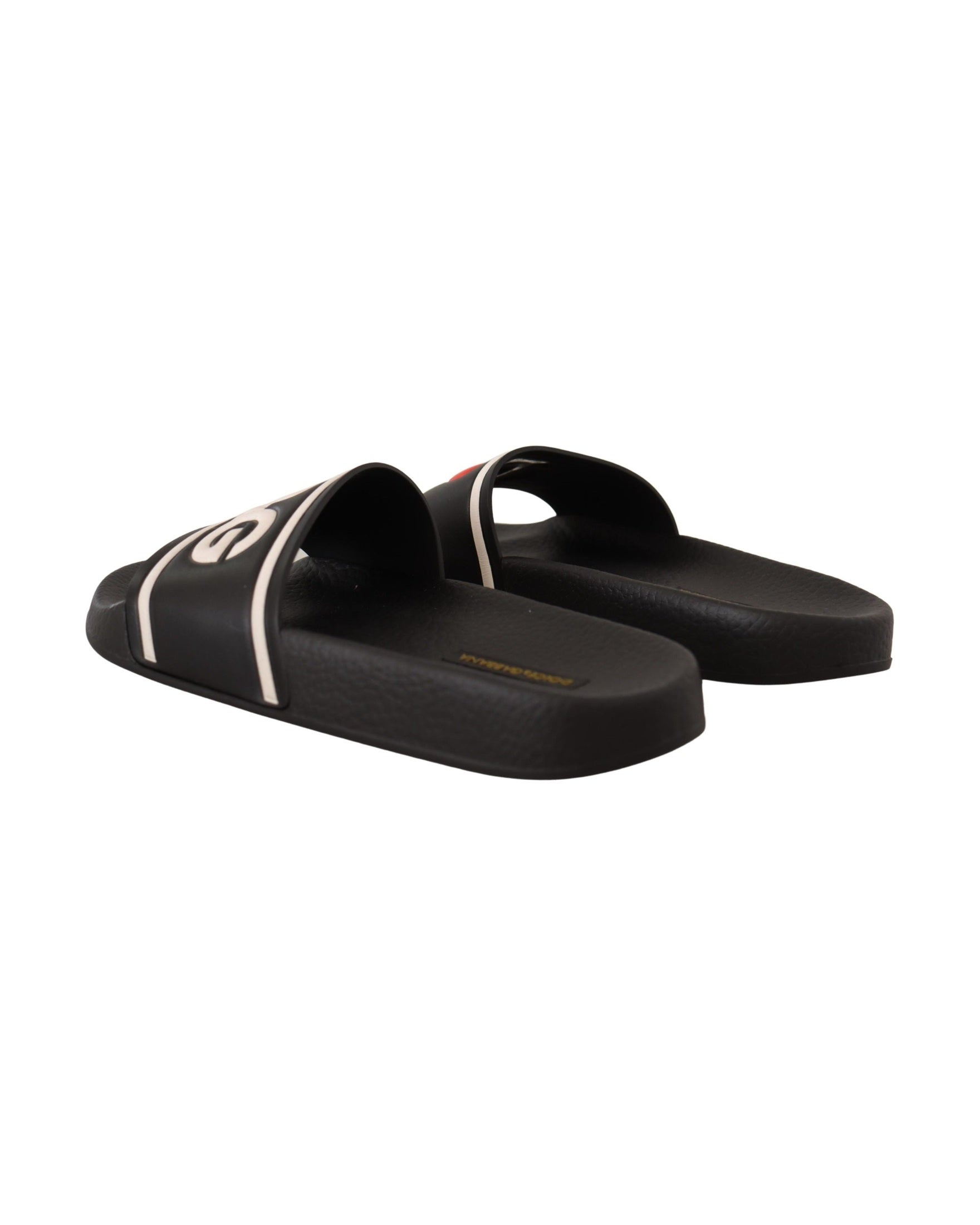 Dolce & Gabbana Black Leather Slides Sandals Glam Steals