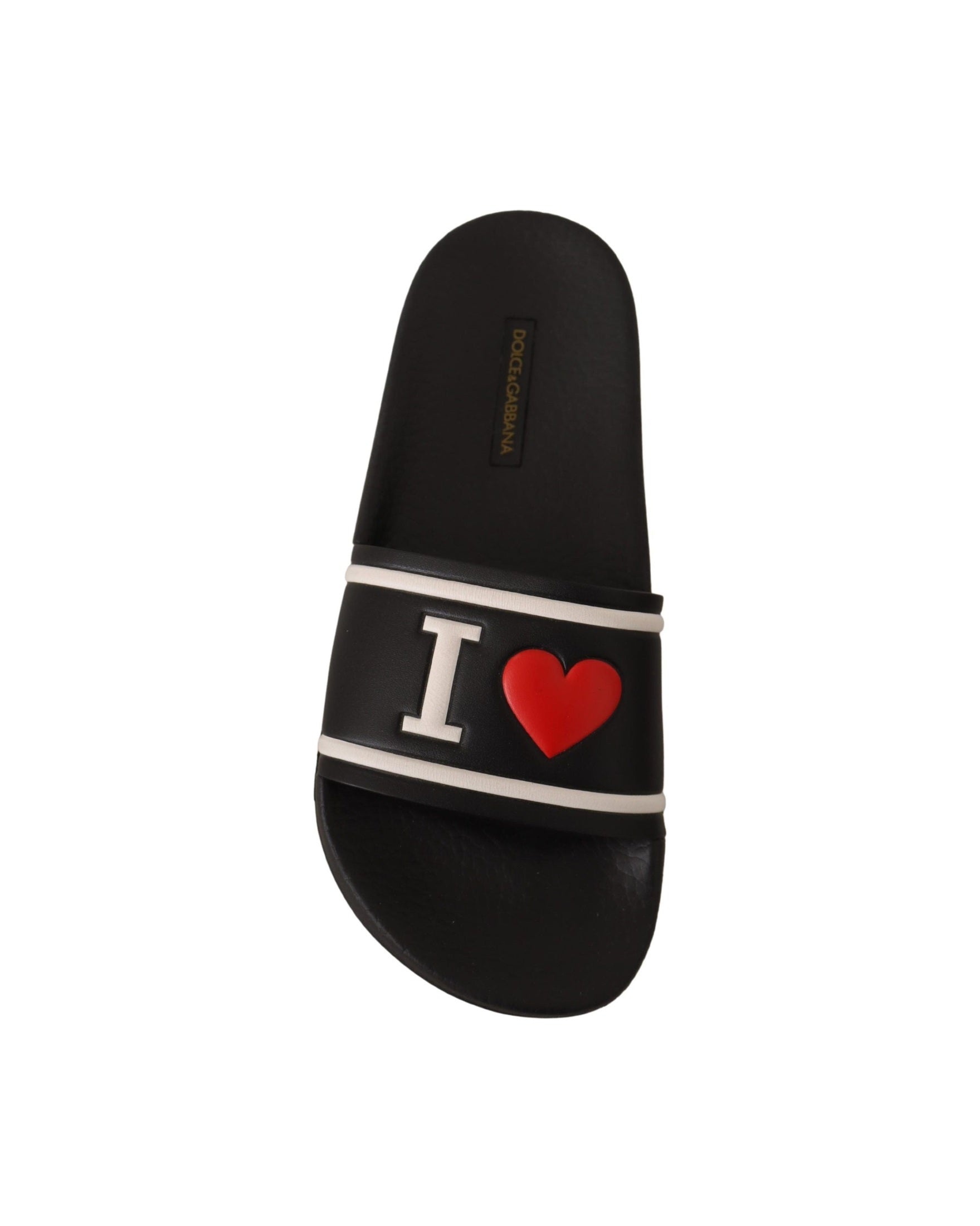 Dolce & Gabbana Black Leather Slides Sandals Glam Steals