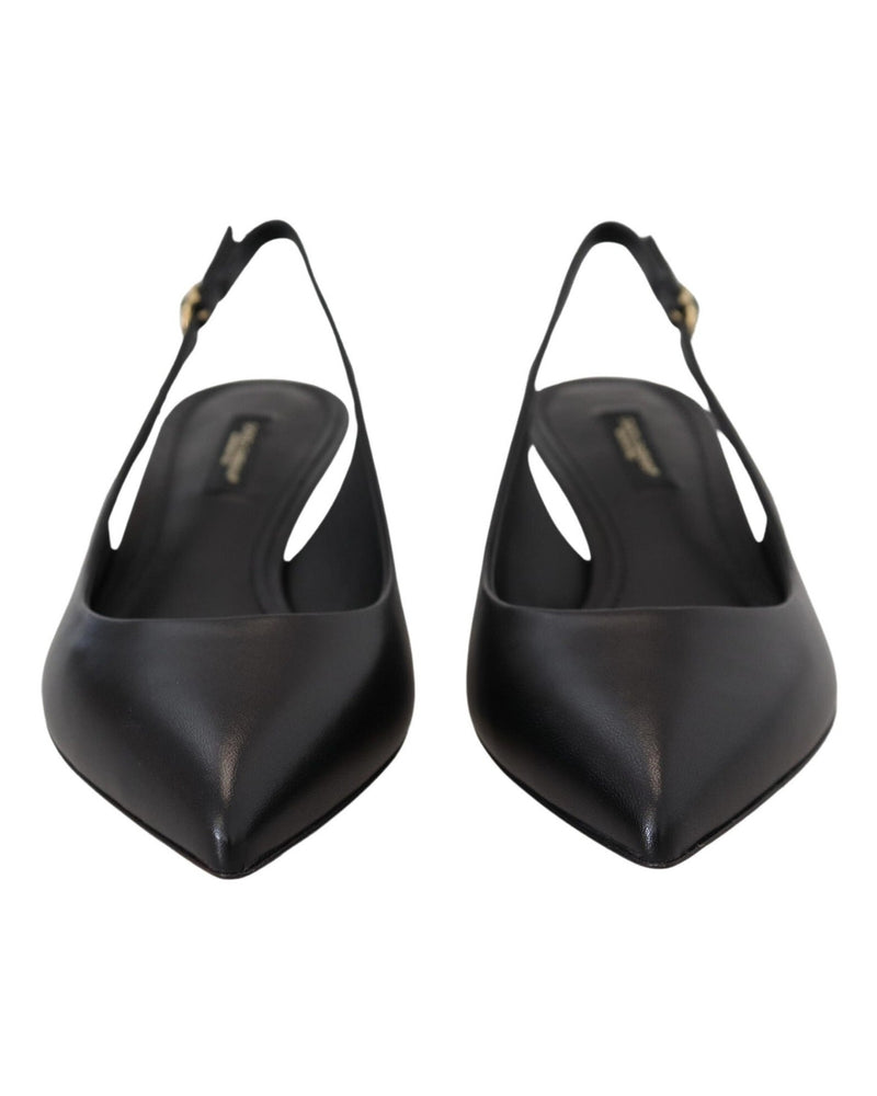 Dolce & Gabbana Black Leather Slingbacks Heels Pumps Shoes 