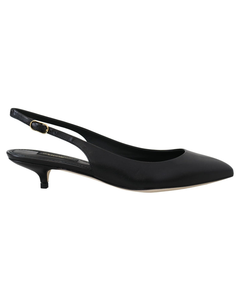 Dolce & Gabbana Black Leather Slingbacks Heels Pumps Shoes 