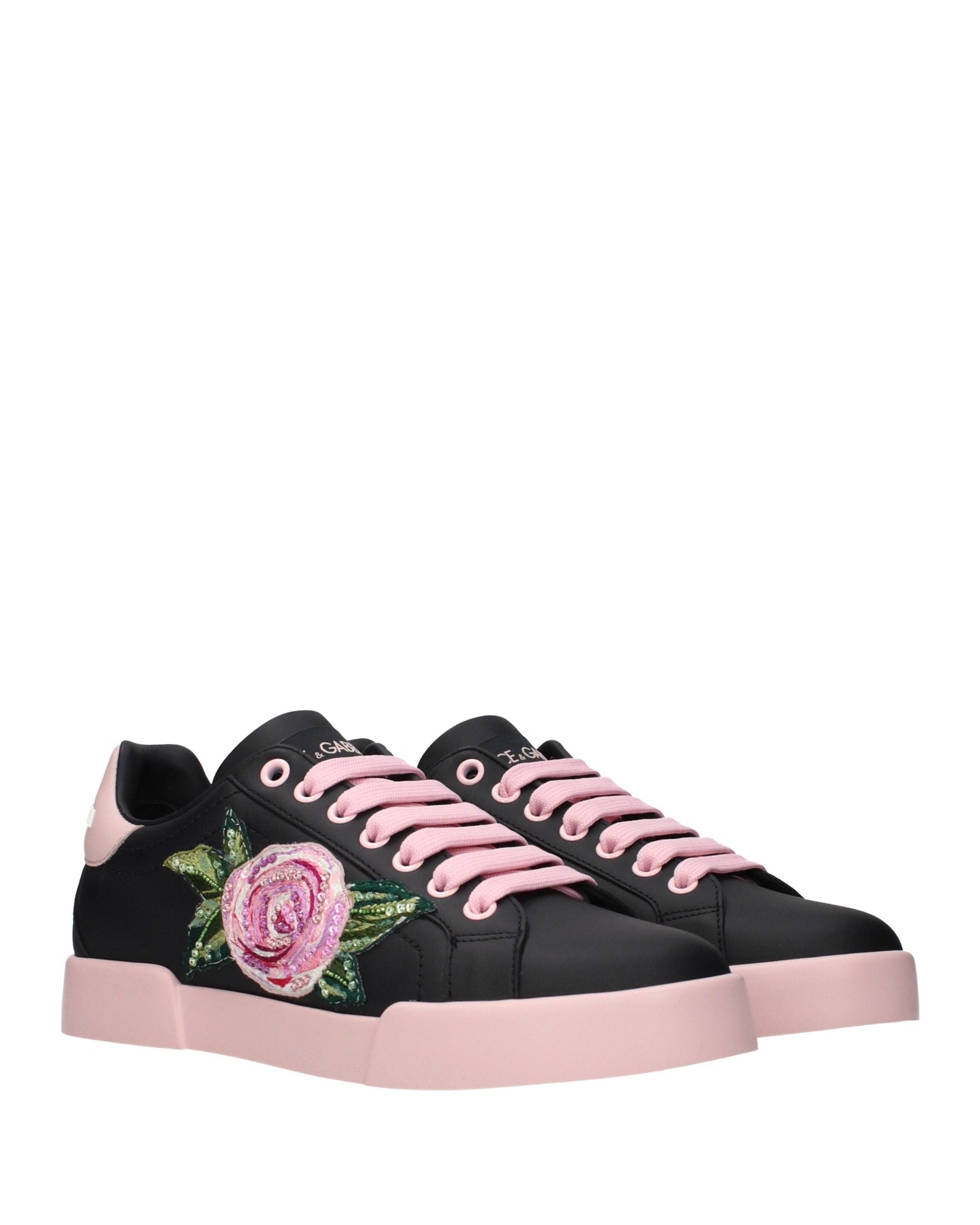 Dolce & Gabbana Black Leather Sneakers Glam Steals