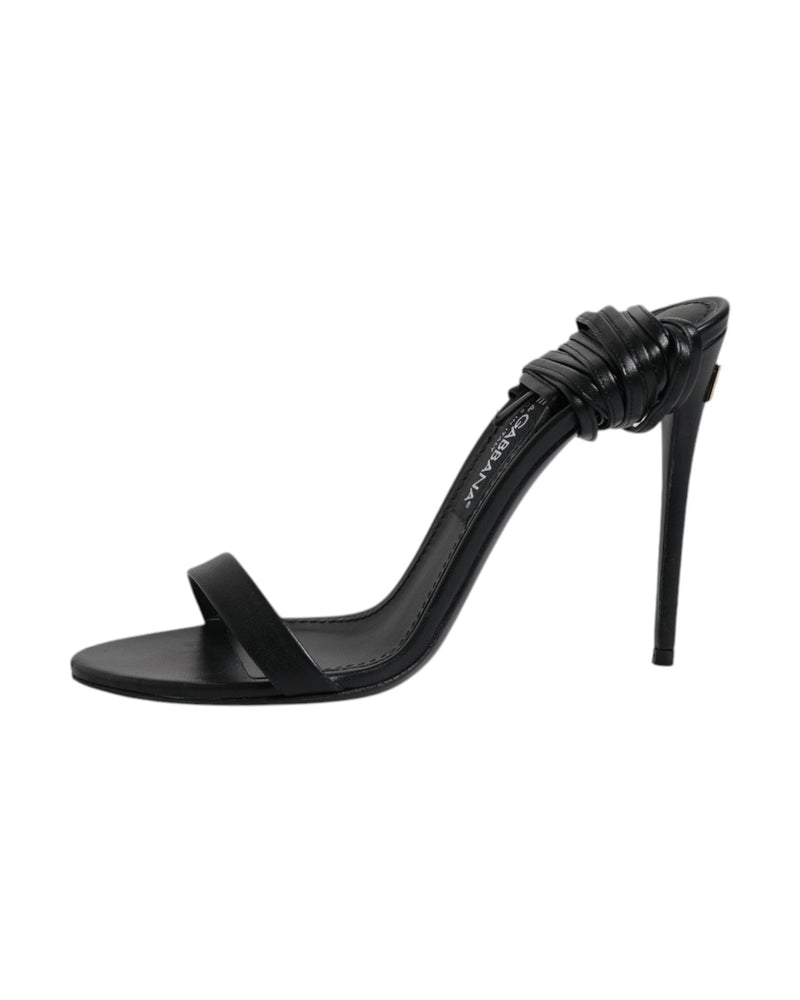 Dolce & Gabbana Black Leather Stiletto Heels Sandals Shoes Glam Steals