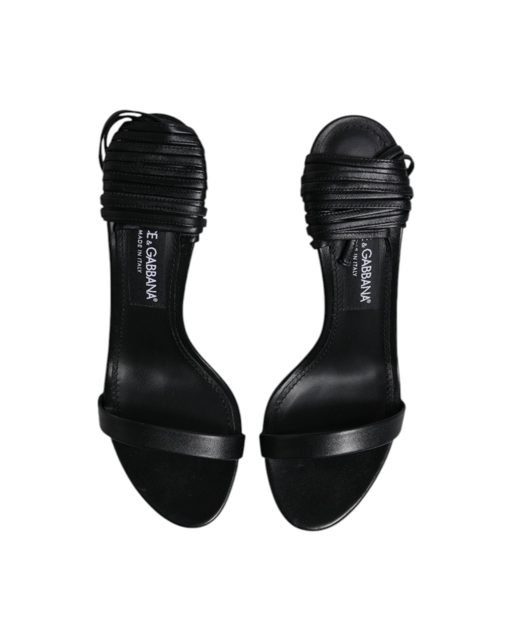 Dolce & Gabbana Black Leather Stiletto Heels Sandals Shoes Glam Steals