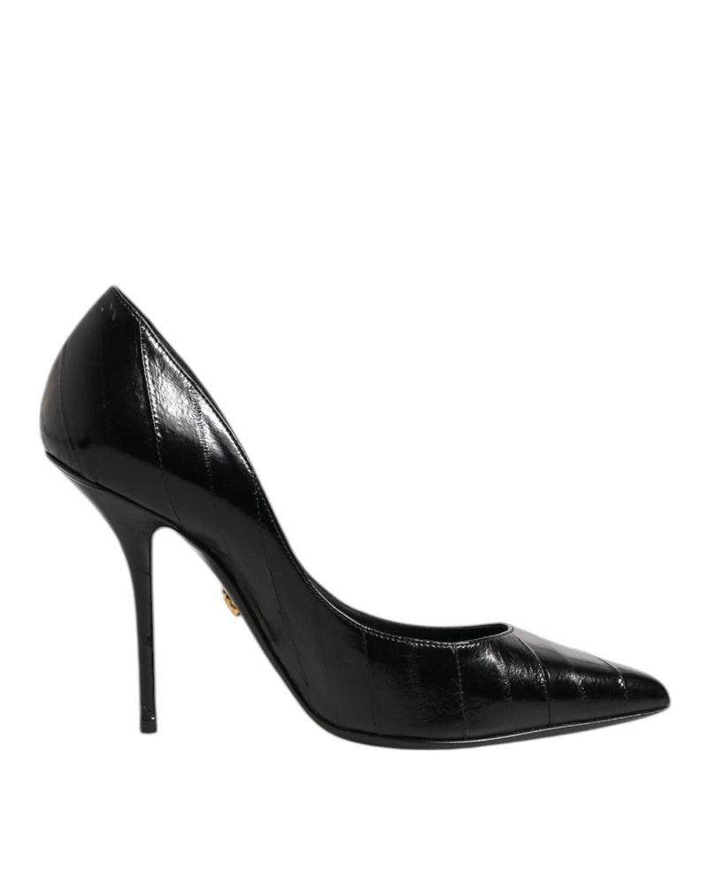 Dolce & Gabbana Black Leather Stiletto High Heels Glam Steals