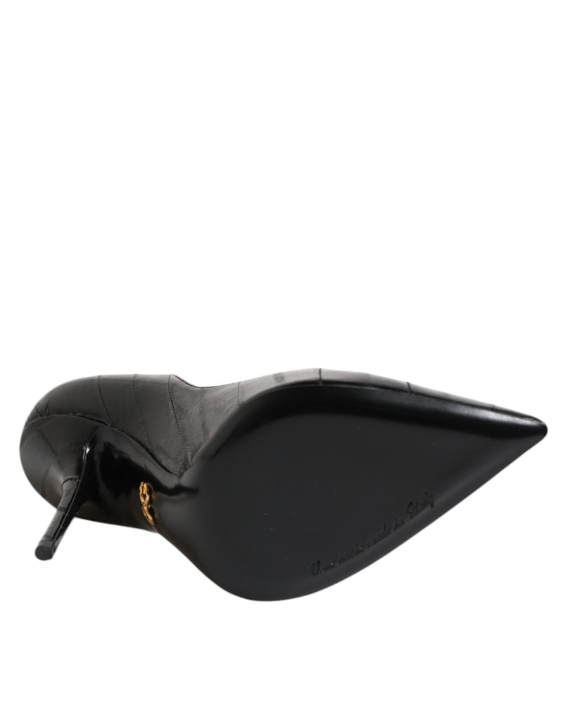 Dolce & Gabbana Black Leather Stiletto High Heels Glam Steals