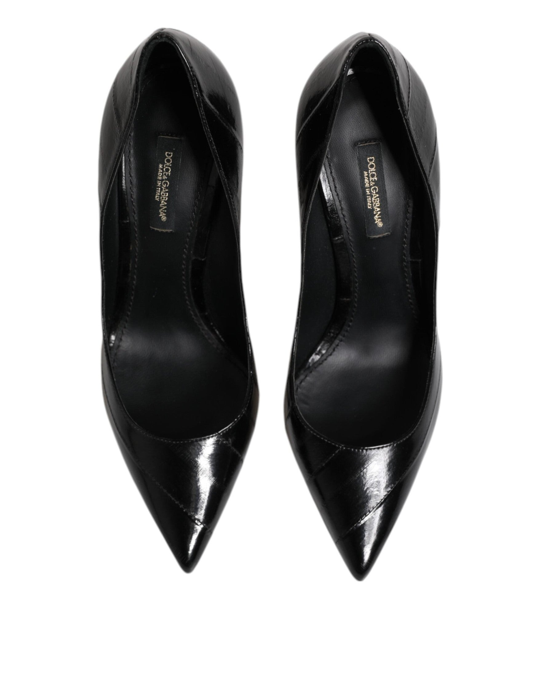 Dolce & Gabbana Black Leather Stiletto High Heels Glam Steals