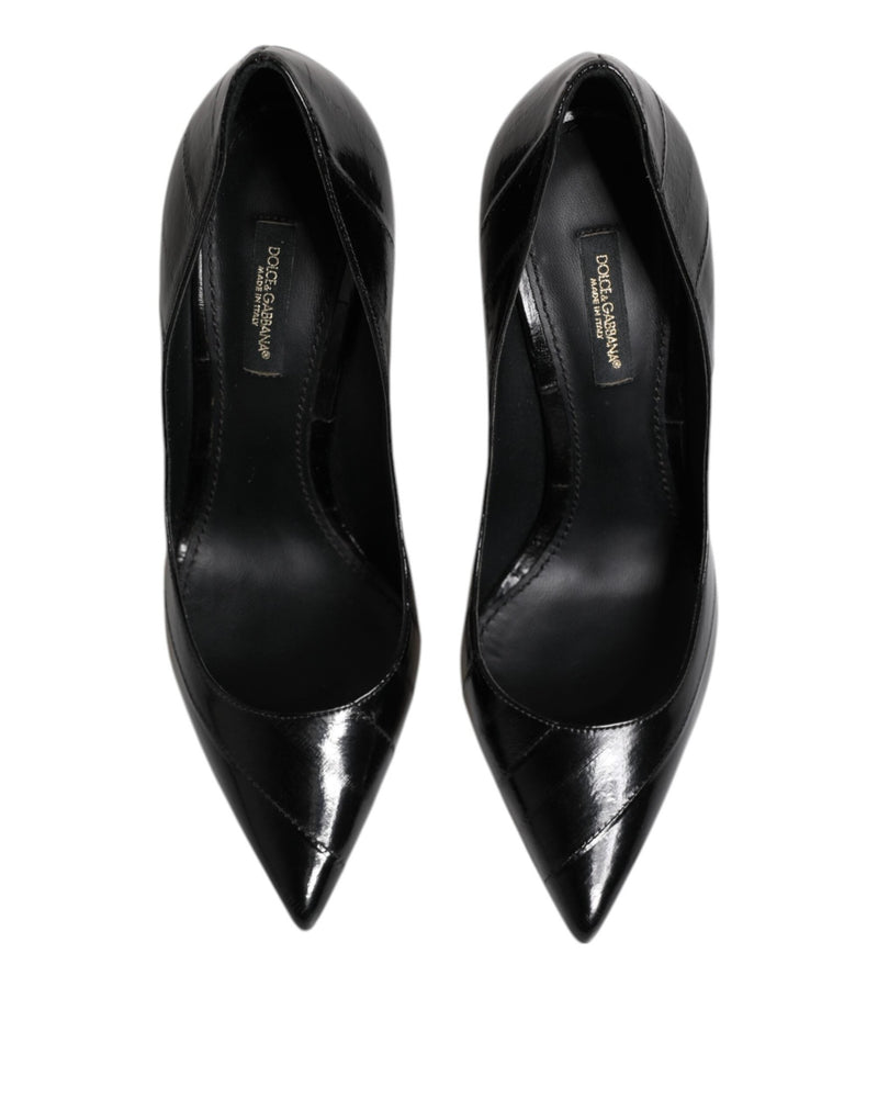 Dolce & Gabbana Black Leather Stiletto High Heels Glam Steals