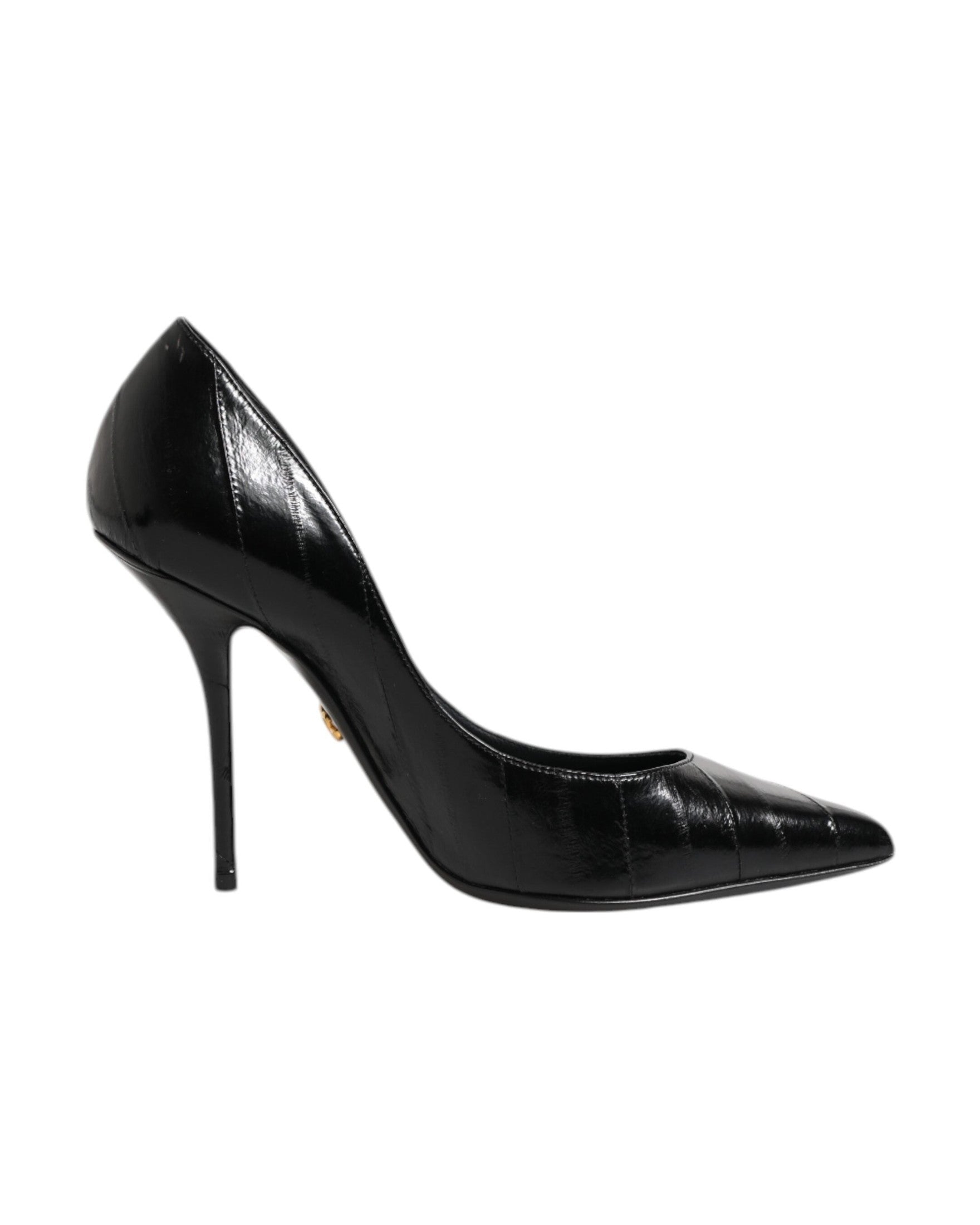 Dolce & Gabbana Black Leather Stiletto High Heels Pumps Shoes Glam Steals
