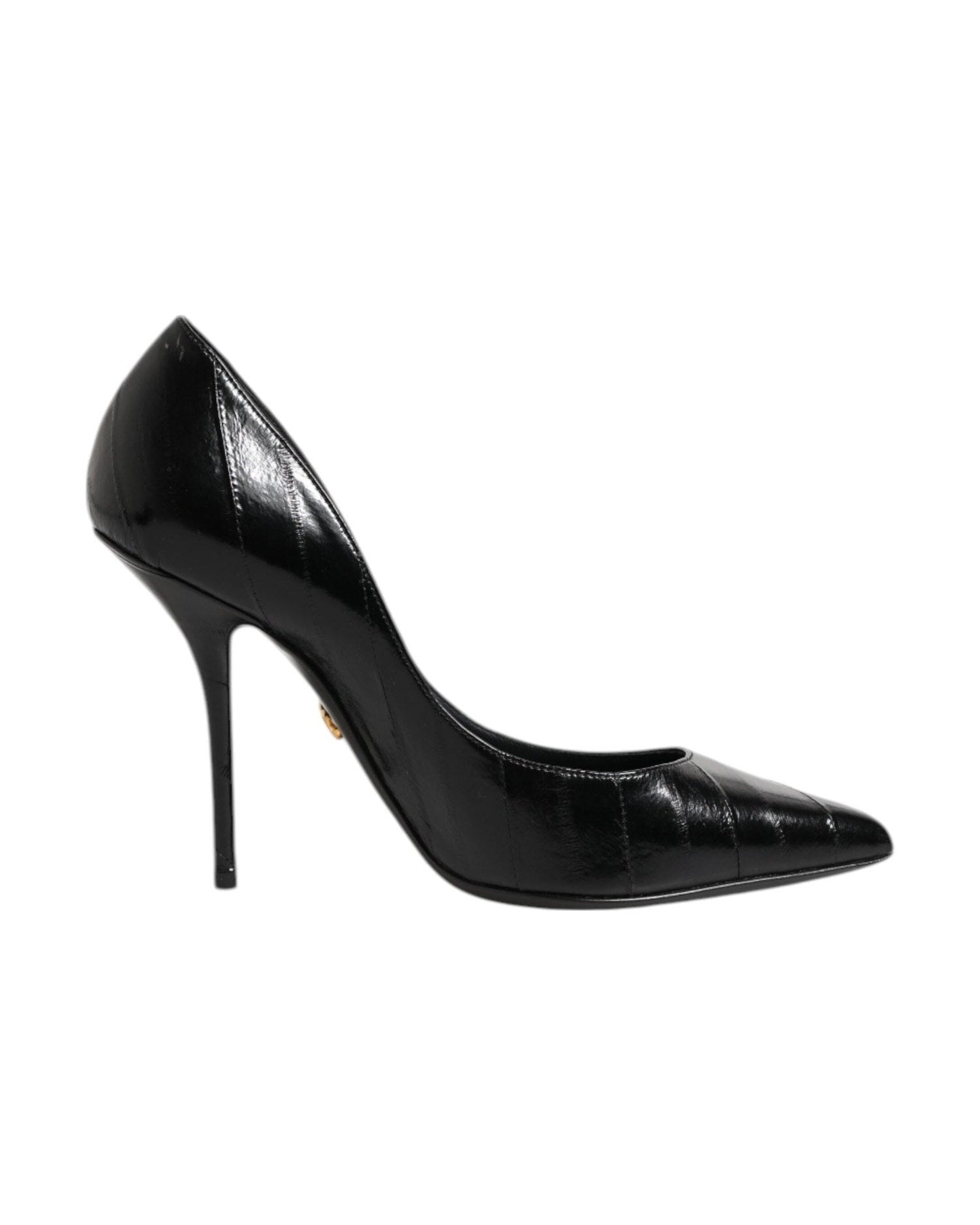 Dolce & Gabbana Black Leather Stiletto High Heels Pumps Shoes Glam Steals