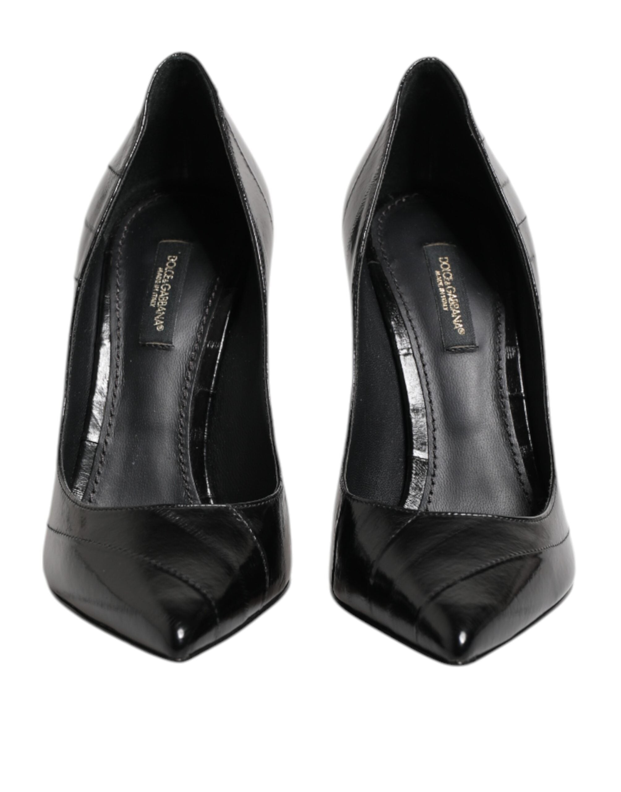 Dolce & Gabbana Black Leather Stiletto High Heels Pumps Shoes Glam Steals