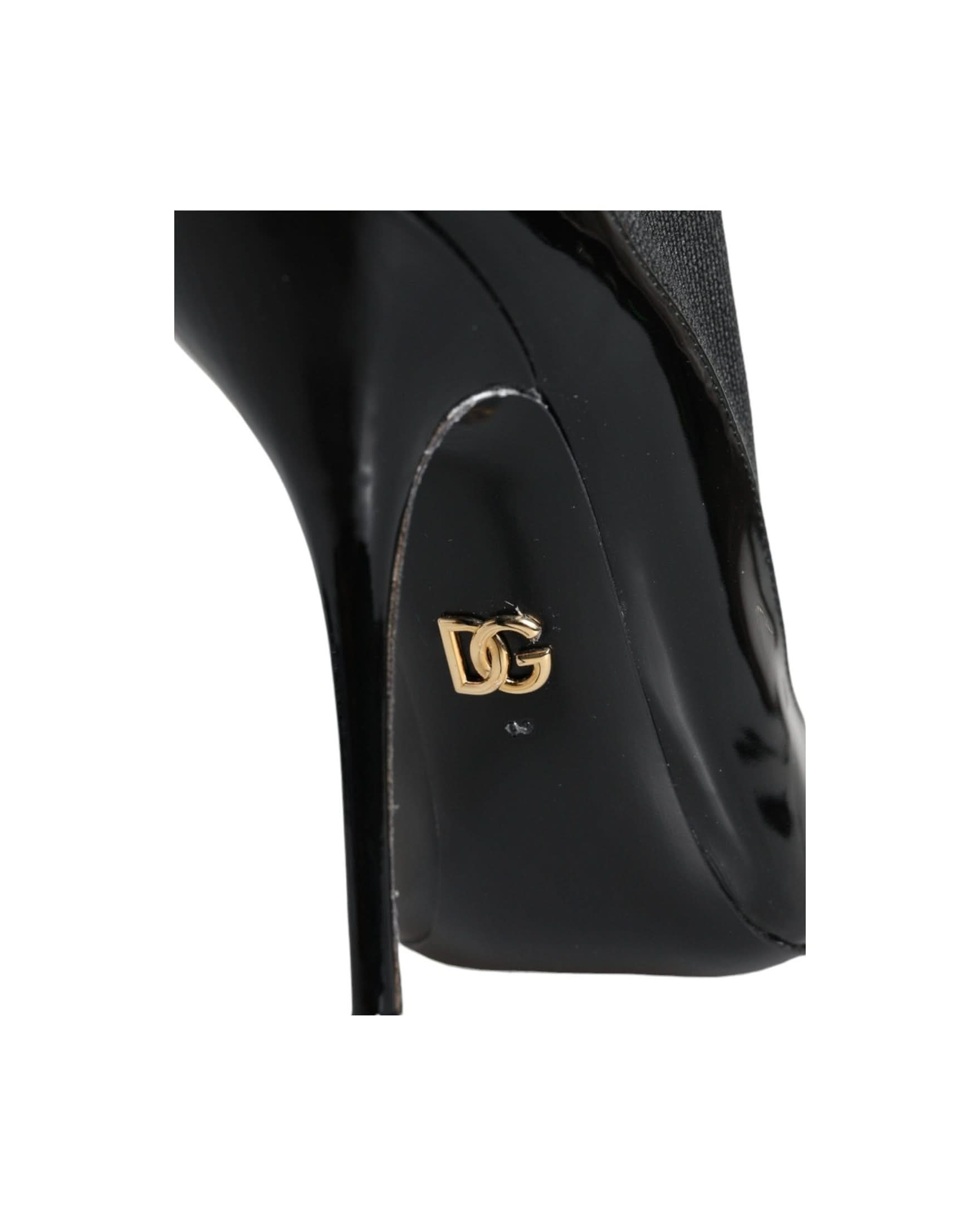 Dolce & Gabbana Black Leather Stilettos Booties Socks Shoes Boots