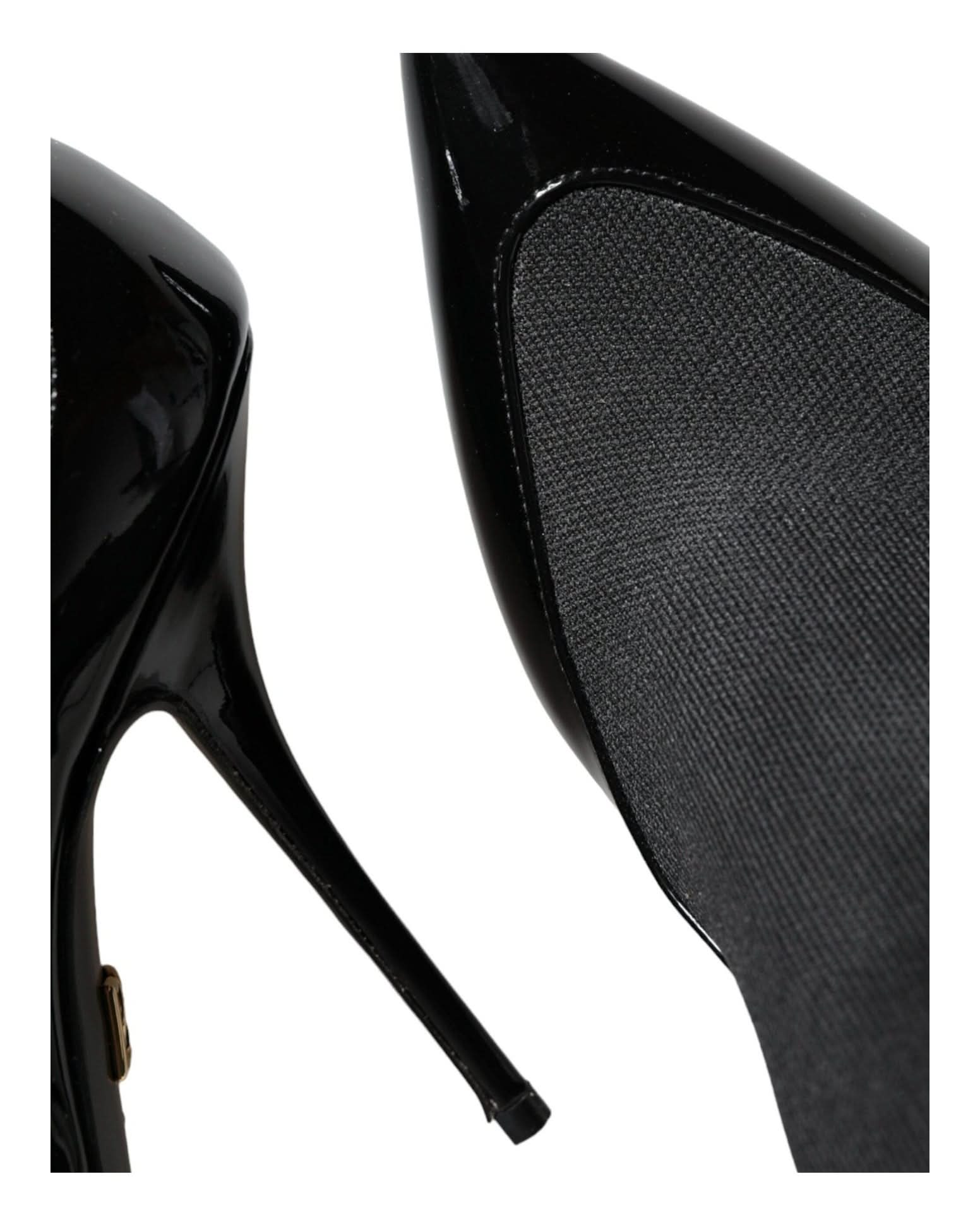Dolce & Gabbana Black Leather Stilettos Booties Socks Shoes Boots