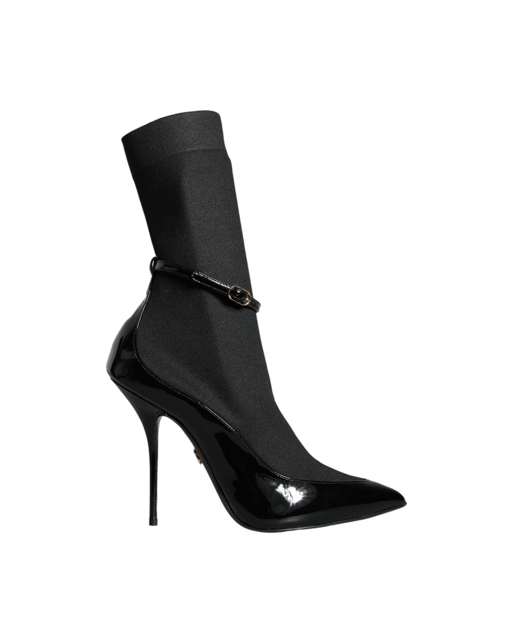Dolce & Gabbana Black Leather Stilettos Booties Socks Shoes Glam Steals