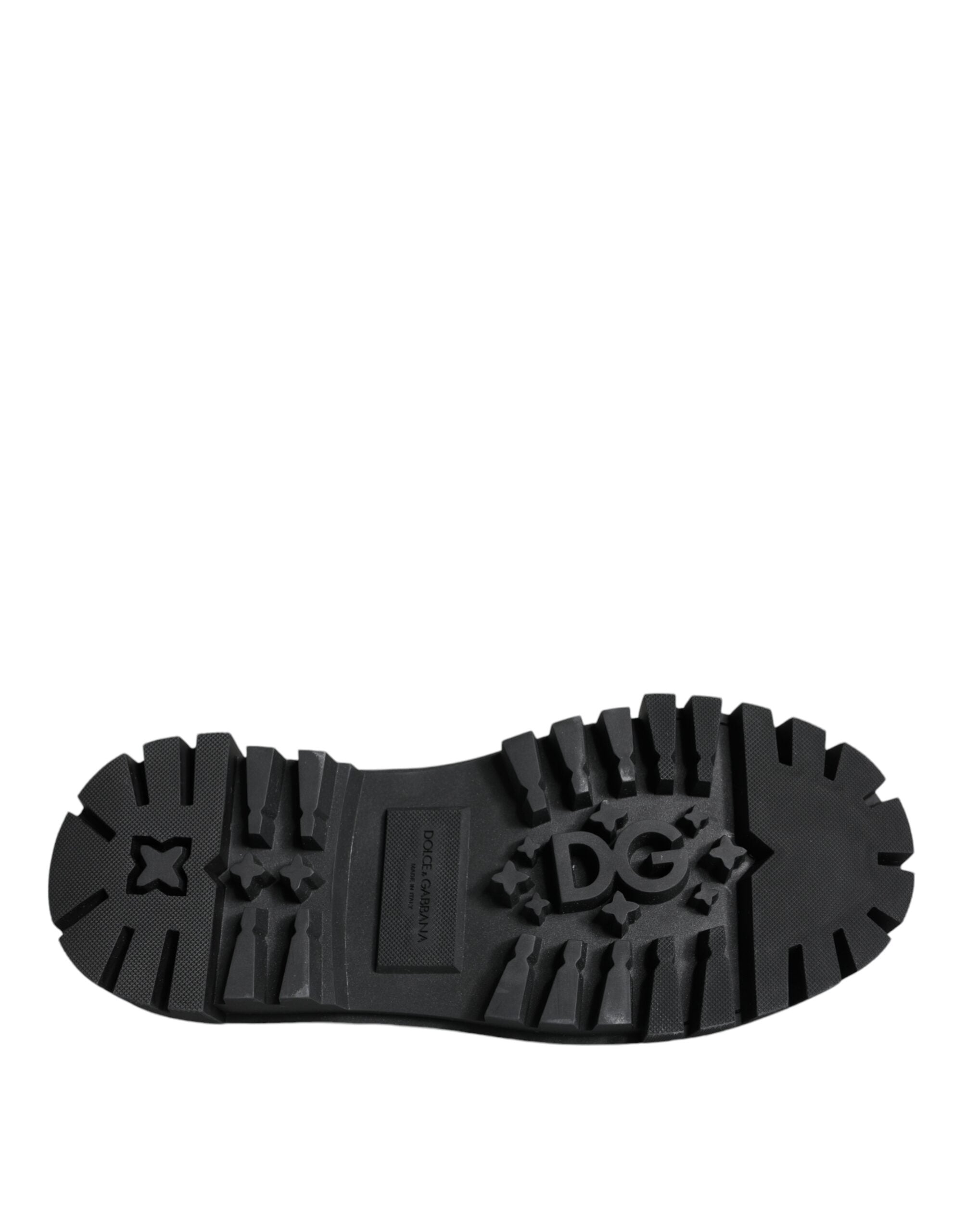 Dolce & Gabbana Black Leather Trekking Derby Embellished Shoes Glam Steals