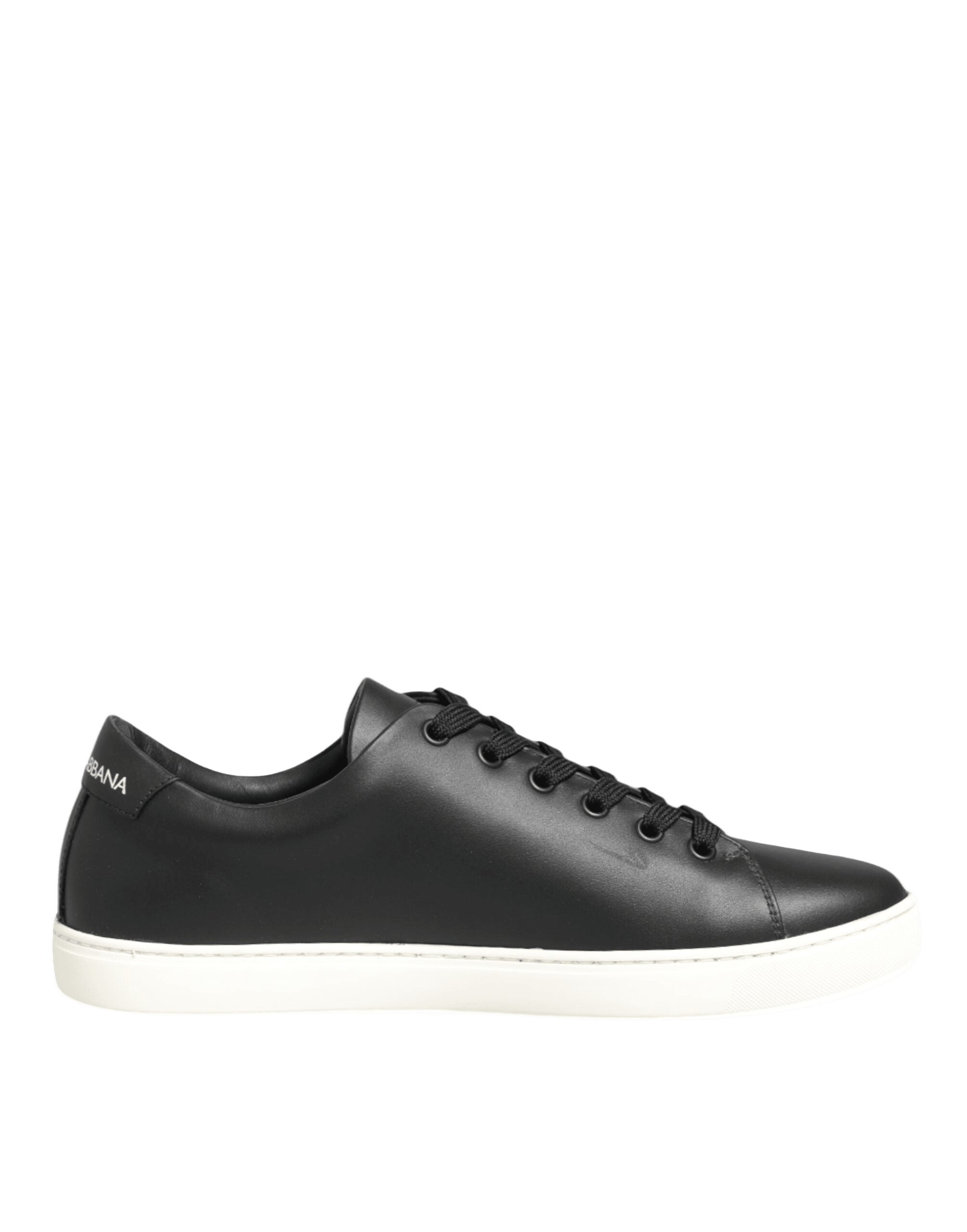 Dolce & Gabbana Black Leather White Crystal Heart Sneakers Shoes Glam Steals