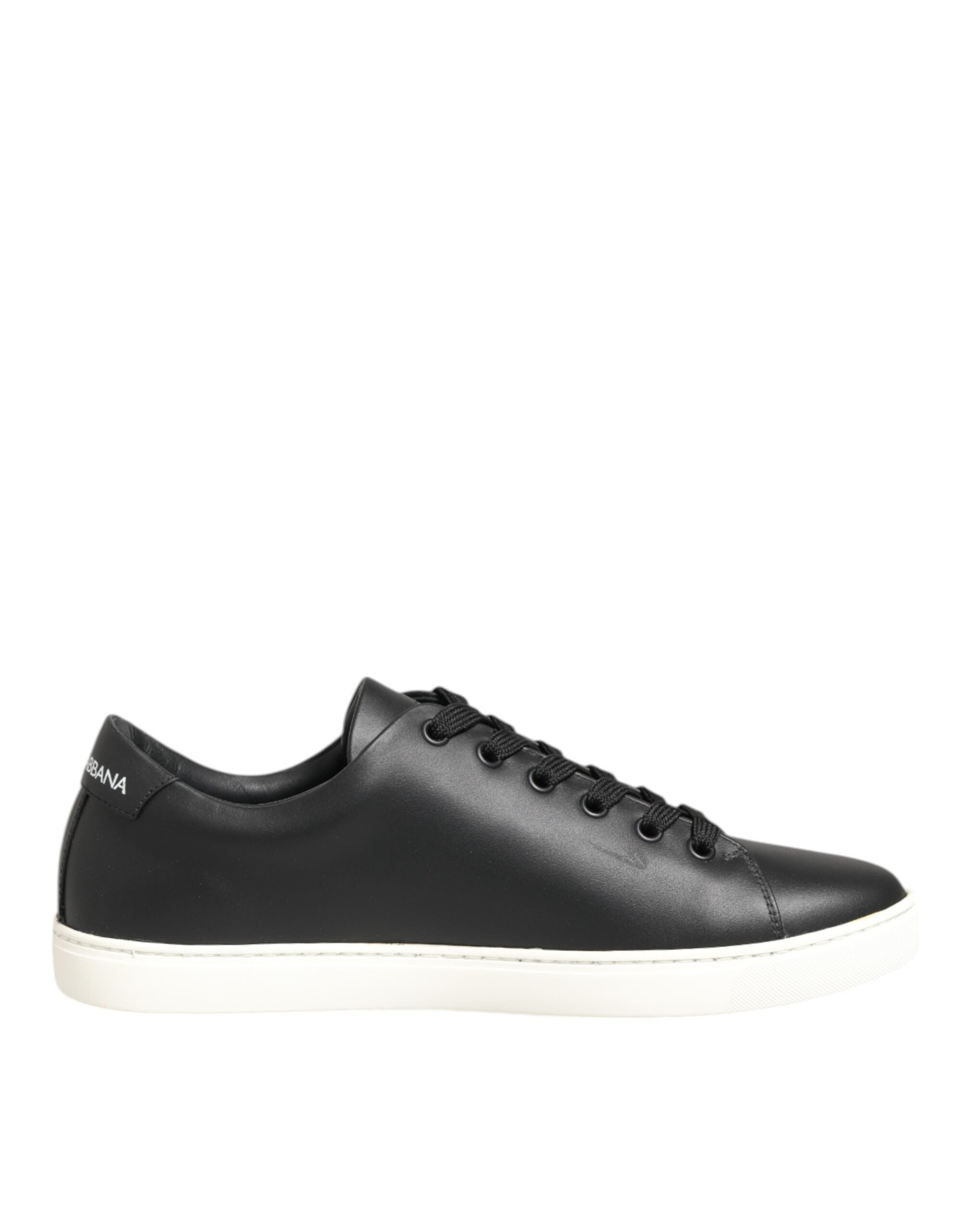 Dolce & Gabbana Black Leather White Crystal Heart Sneakers Shoes Glam Steals