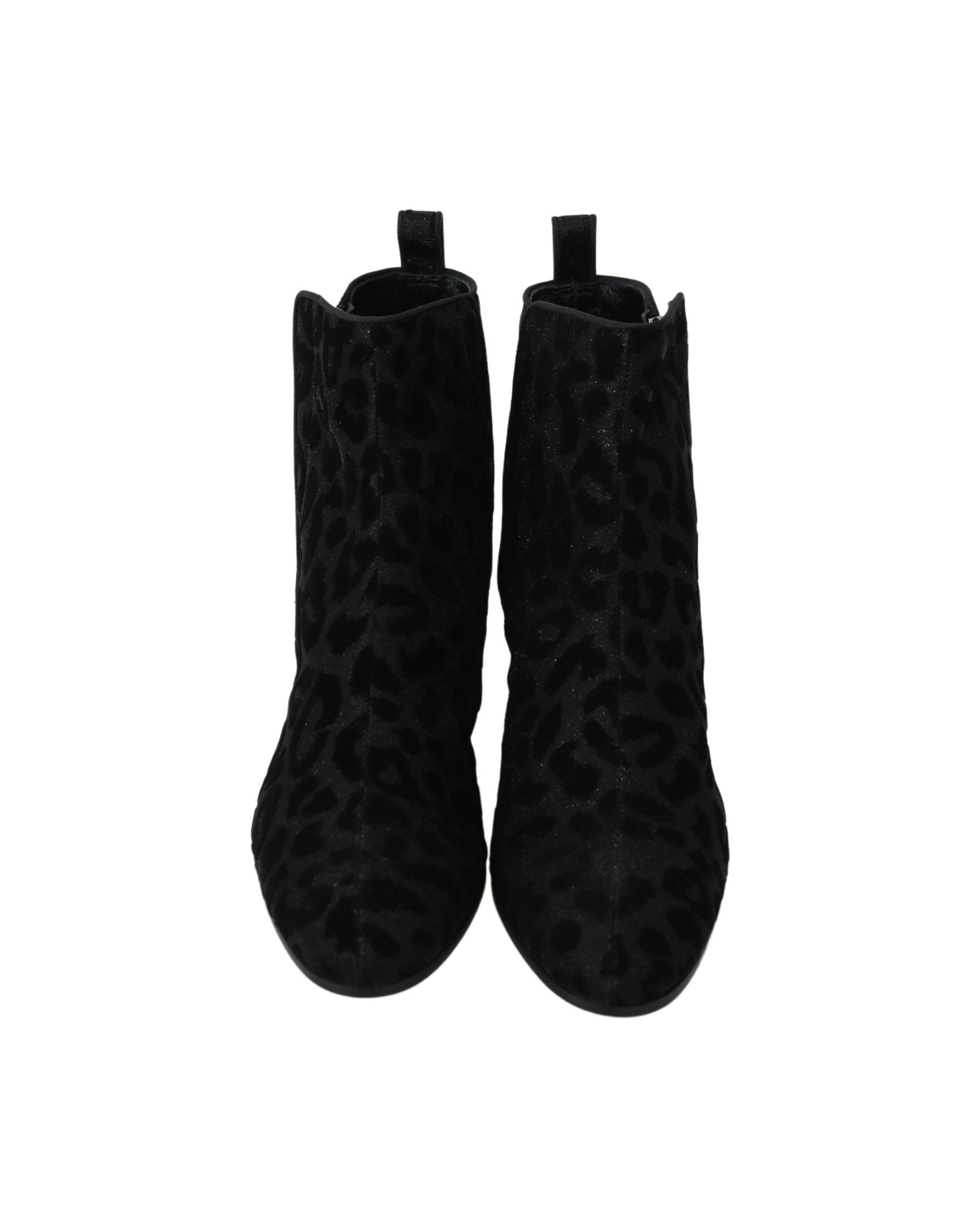 Dolce & Gabbana Black Leopard Short Boots Zipper Shoes Glam Steals