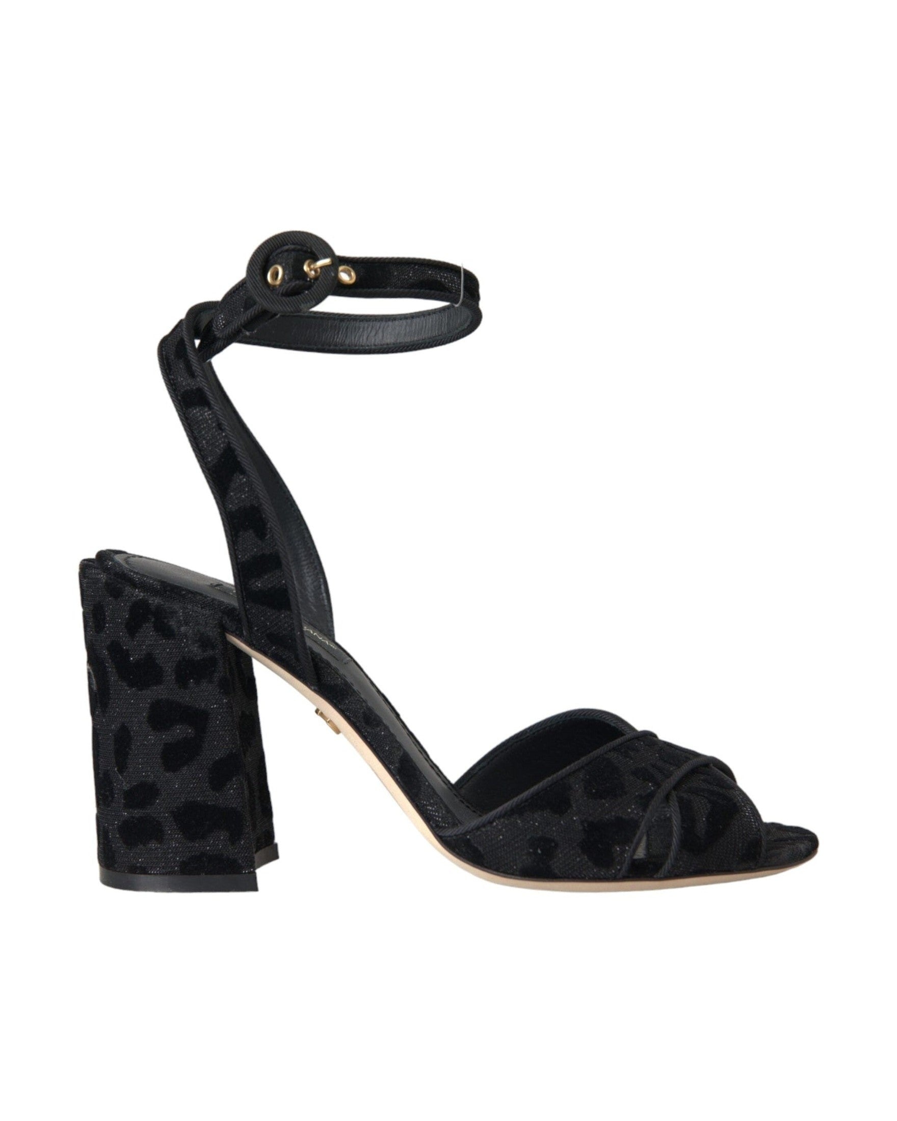 Dolce & Gabbana Black Leopard Suede Heels Sandals Shoes Glam Steals