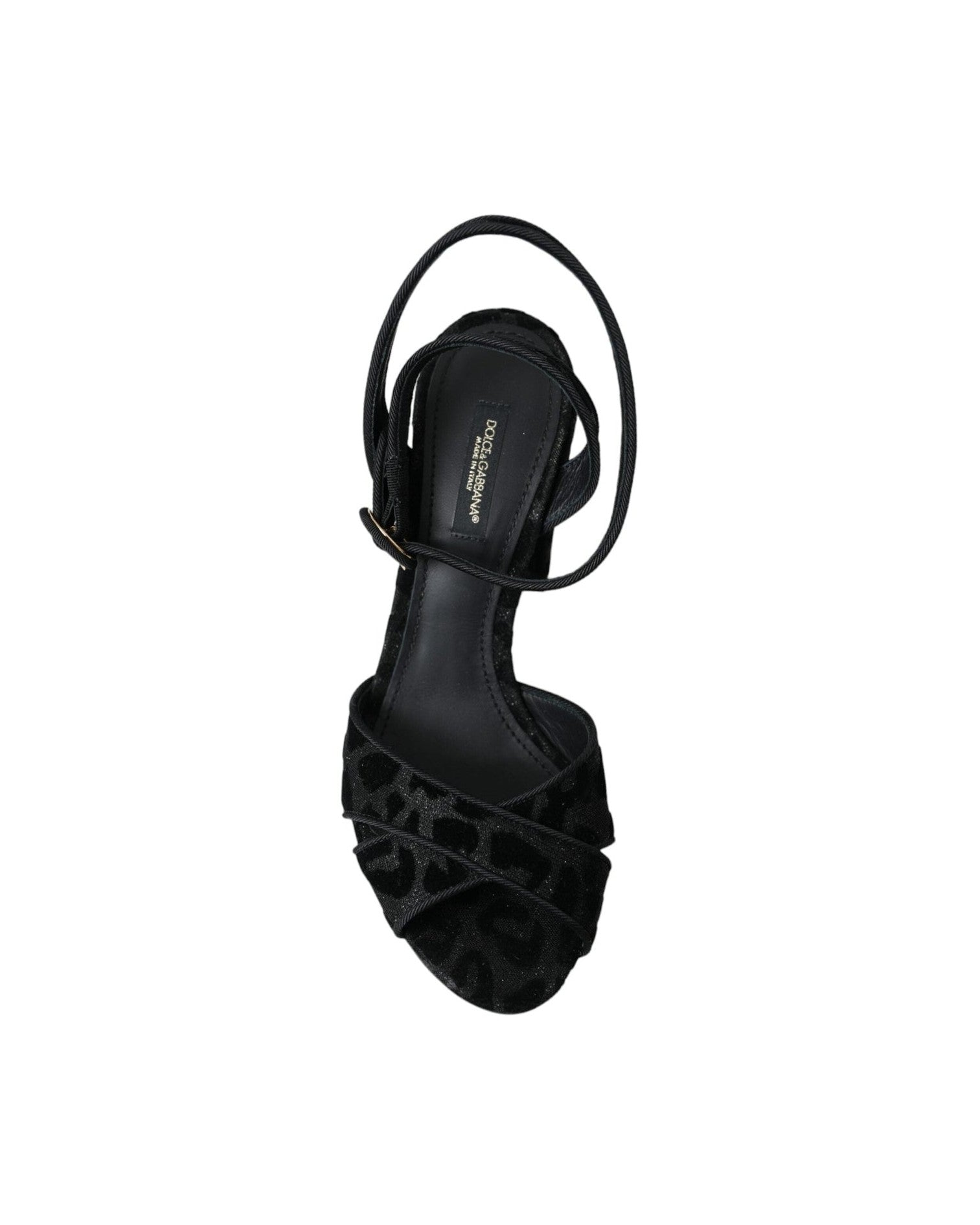 Dolce & Gabbana Black Leopard Suede Heels Sandals Shoes Glam Steals