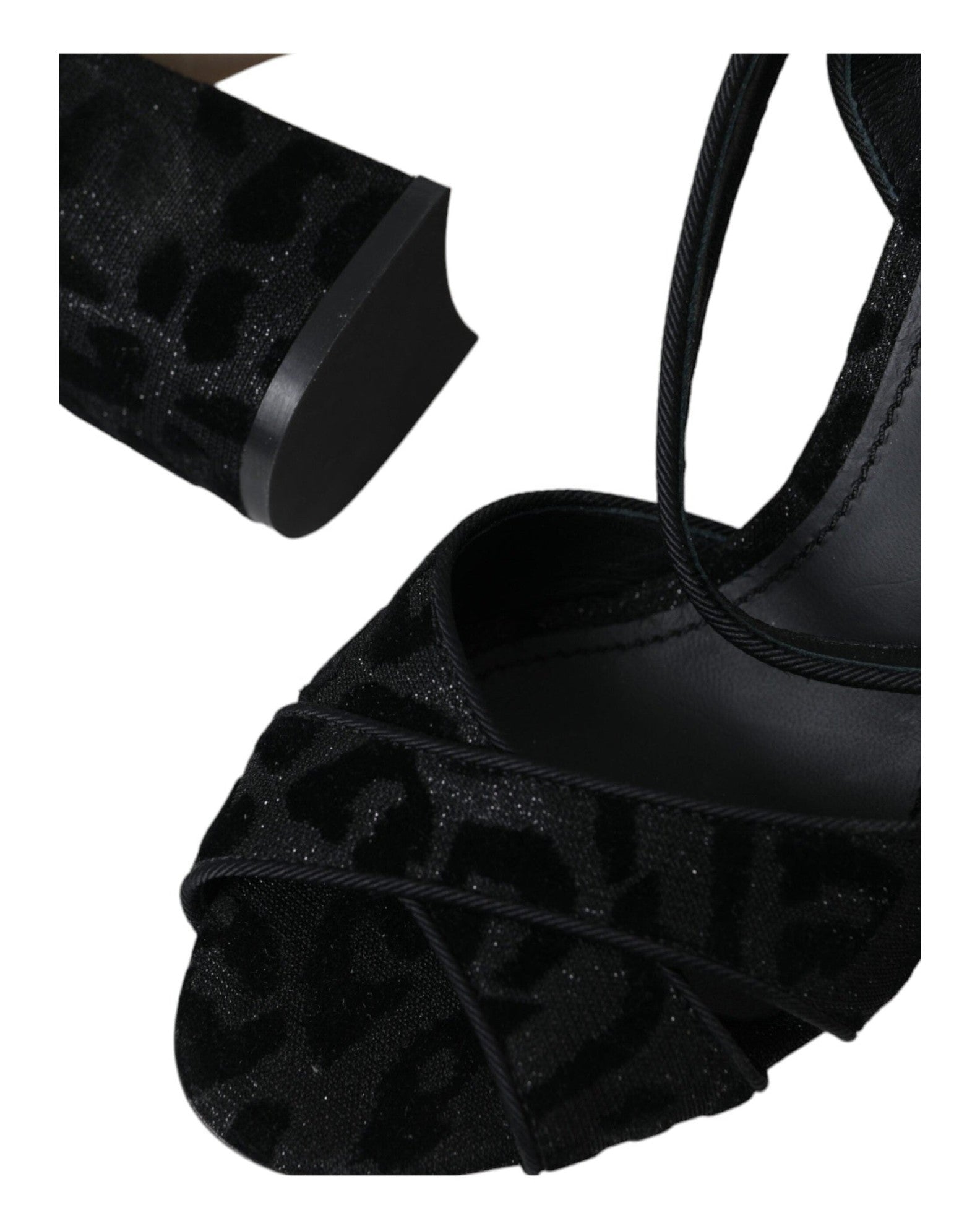 Dolce & Gabbana Black Leopard Suede Heels Sandals Shoes Glam Steals