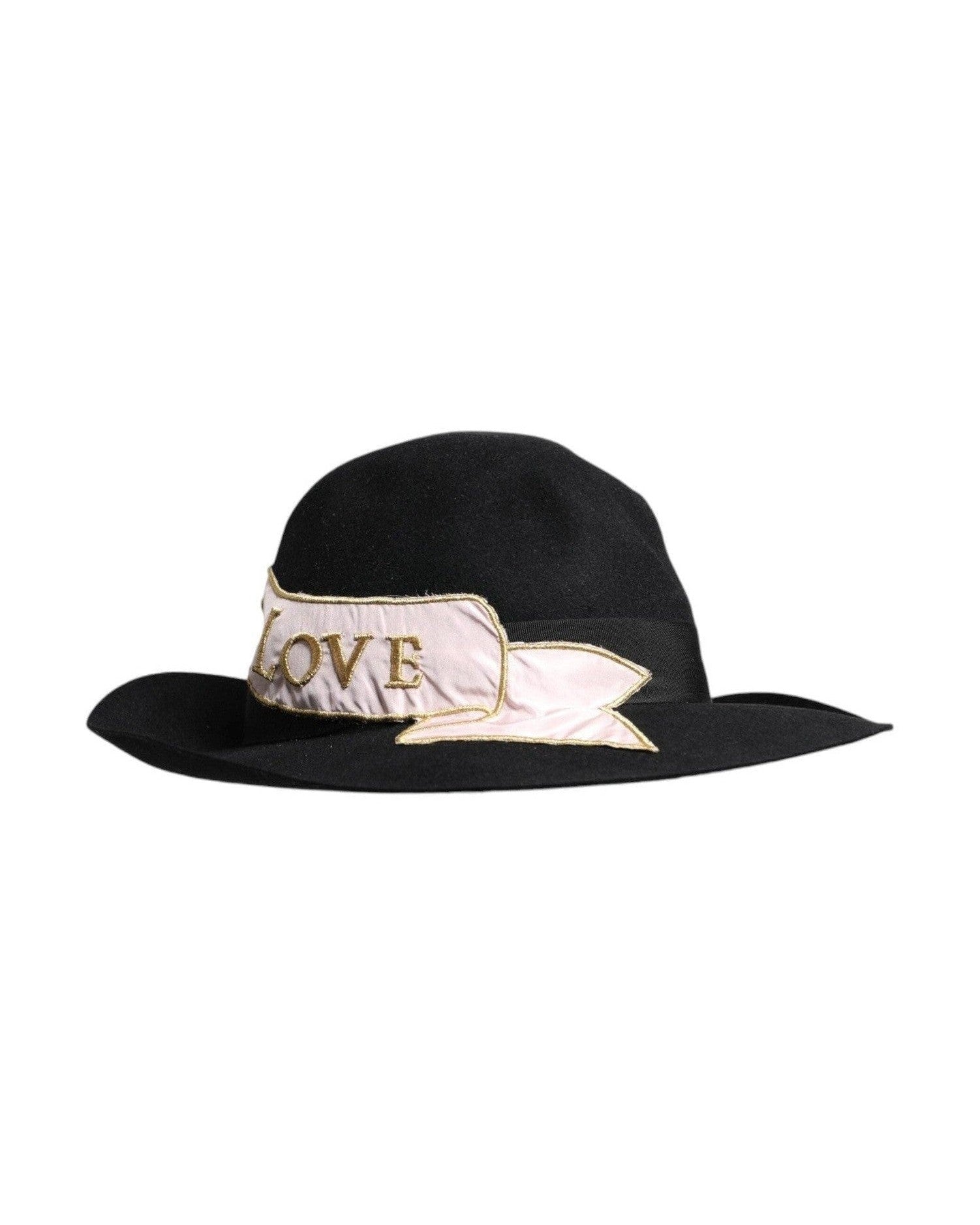 Dolce & Gabbana Black Logo Embroidered Women Wide Brim Hat Glam Steals