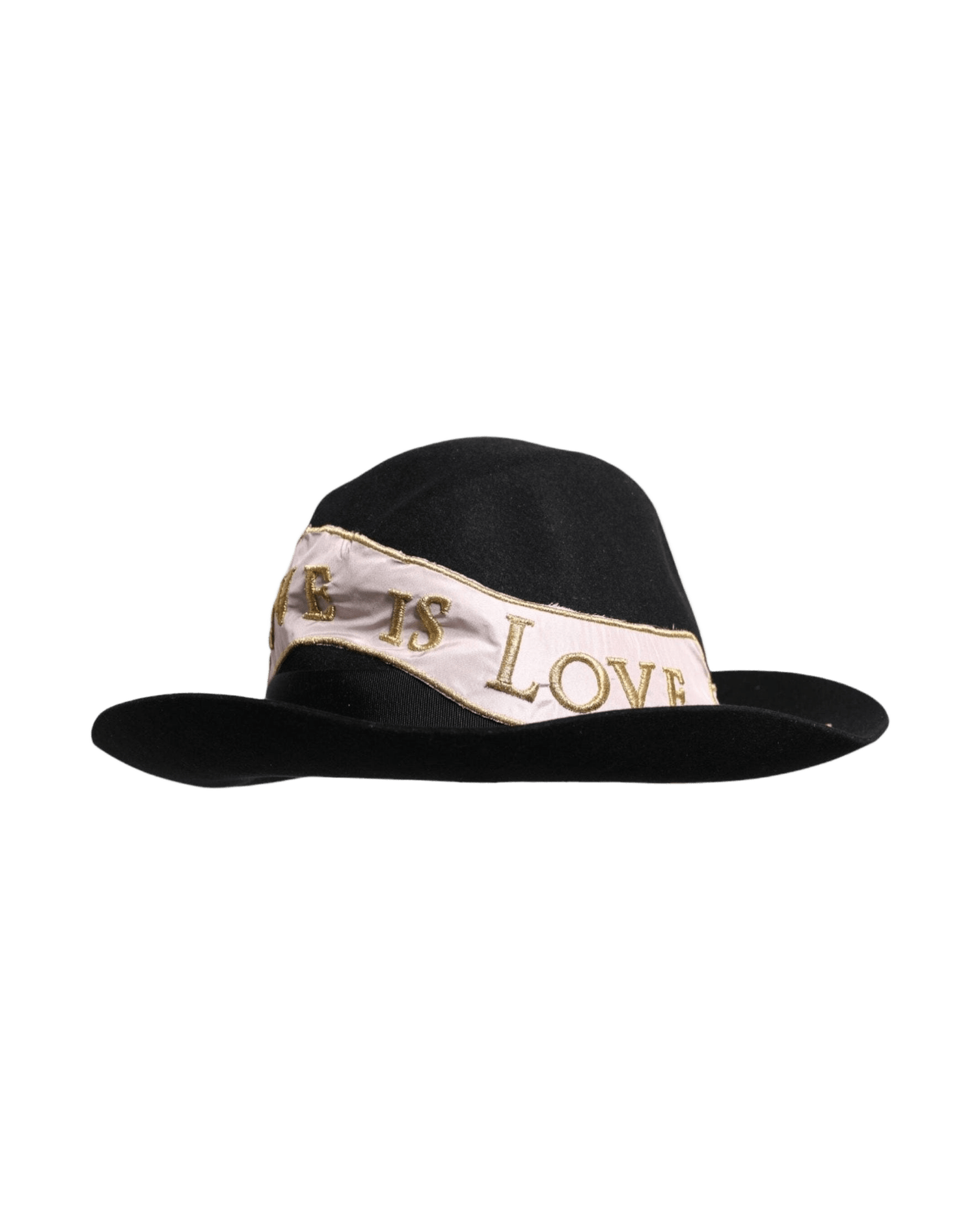 Dolce & Gabbana Black Logo Embroidered Women Wide Brim Hat Glam Steals