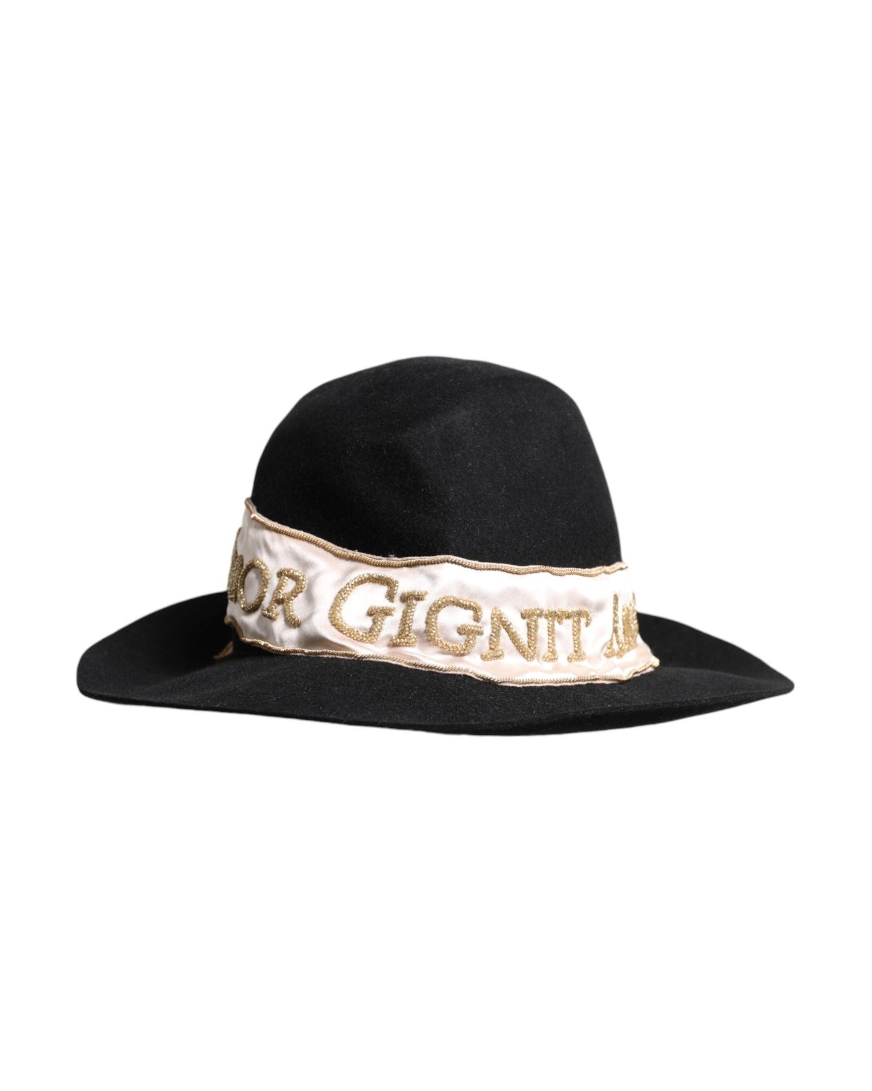 Dolce & Gabbana Black Logo Sequin Embroidery Wide Brim Hat Glam Steals