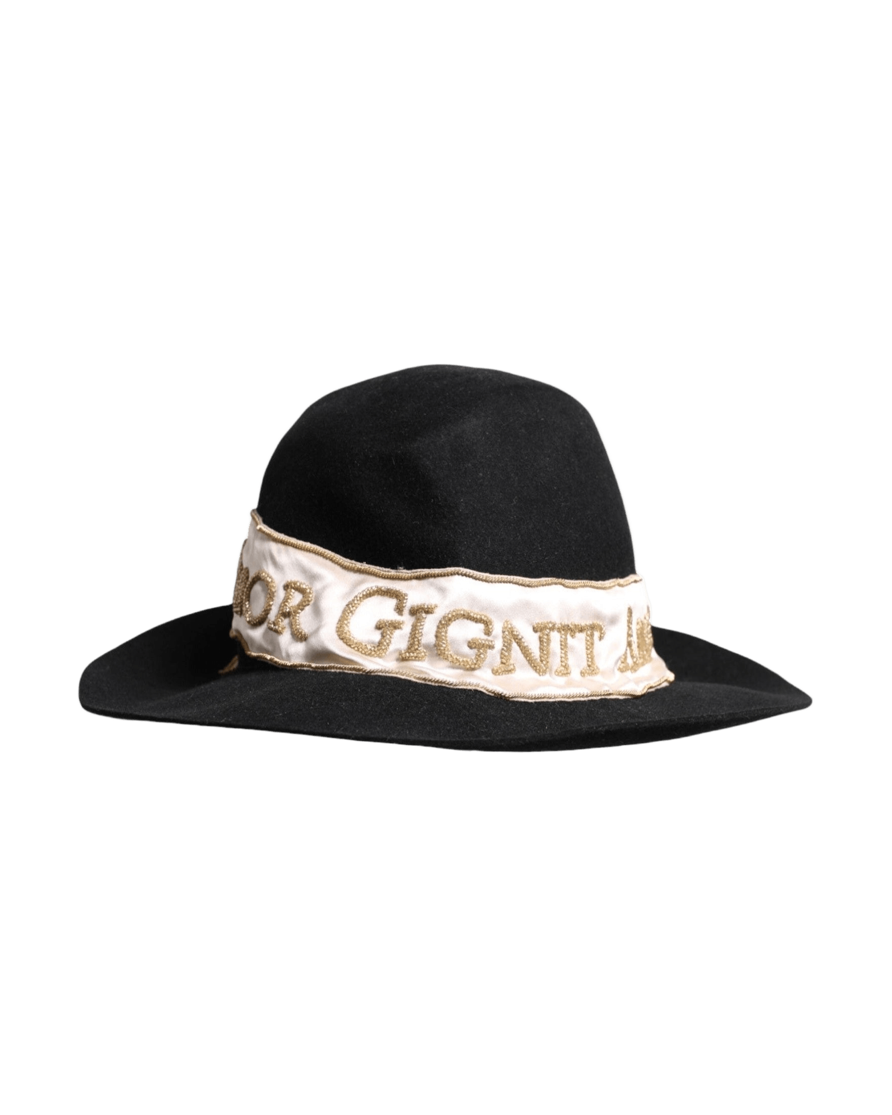 Dolce & Gabbana Black Logo Sequin Embroidery Wide Brim Hat Glam Steals