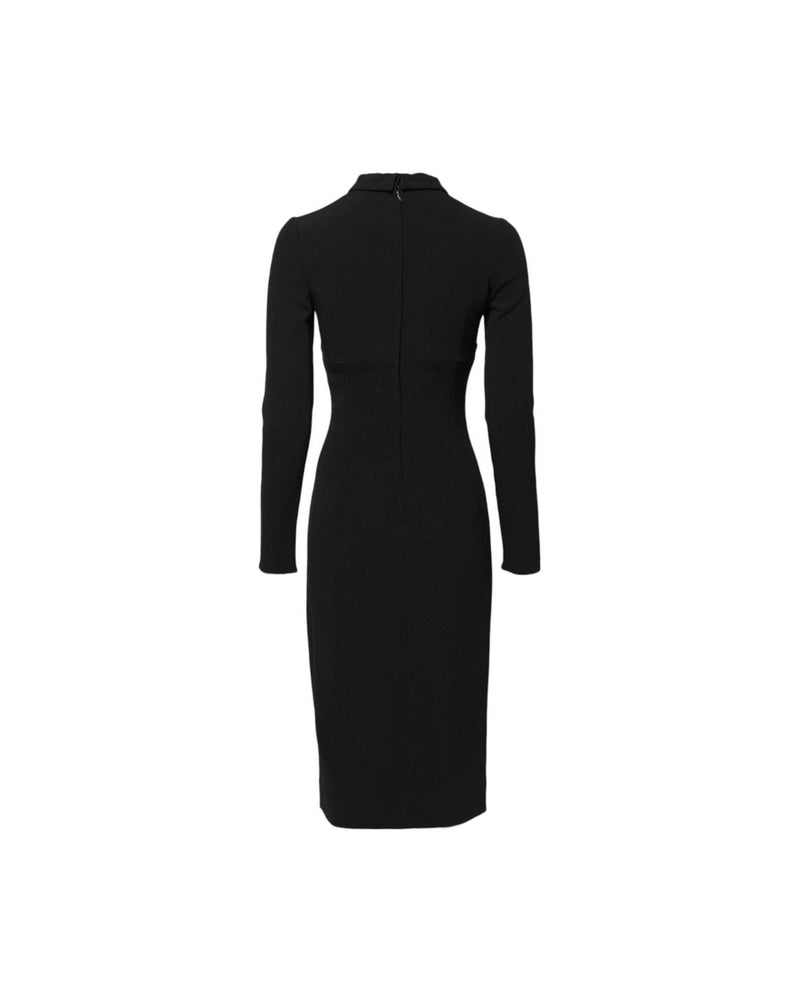 Dolce & Gabbana Black Long Sleeves Bodycon Sheath Midi Dress Glam Steals