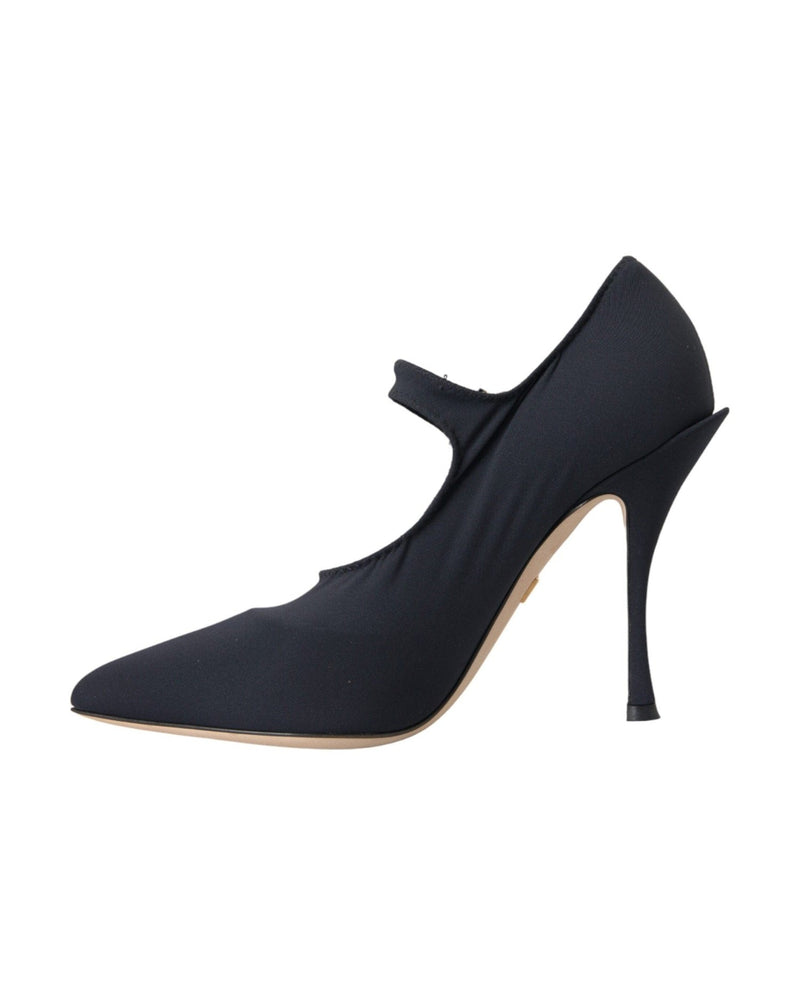Dolce & Gabbana Black Mary Jane Jersey Crystal Pumps Shoes Glam Steals