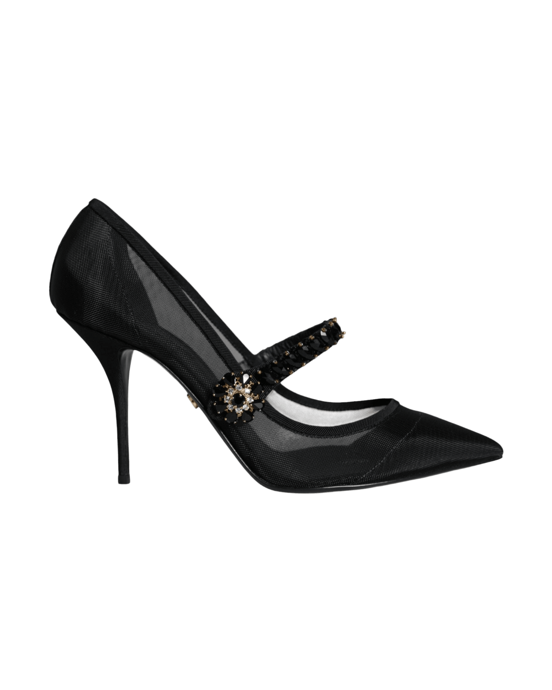 Dolce & Gabbana Black Mesh Mary Jane Crystal Heel Pumps Shoes Glam Steals