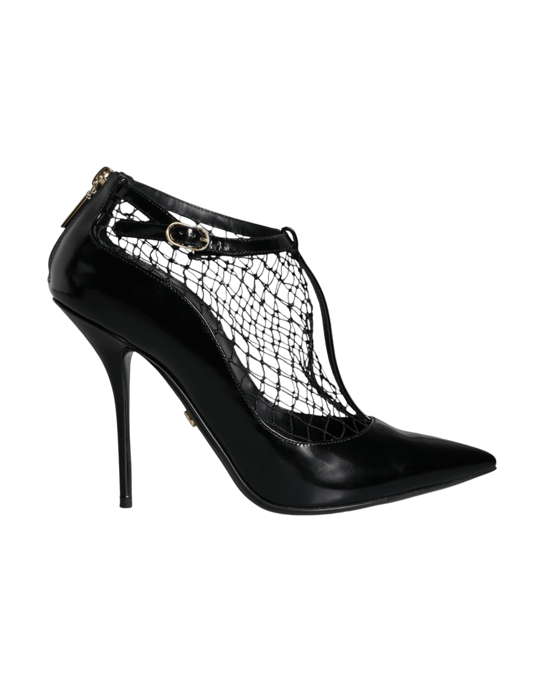Dolce & Gabbana Black Mesh Patent Leather Heels Pumps Shoes Glam Steals