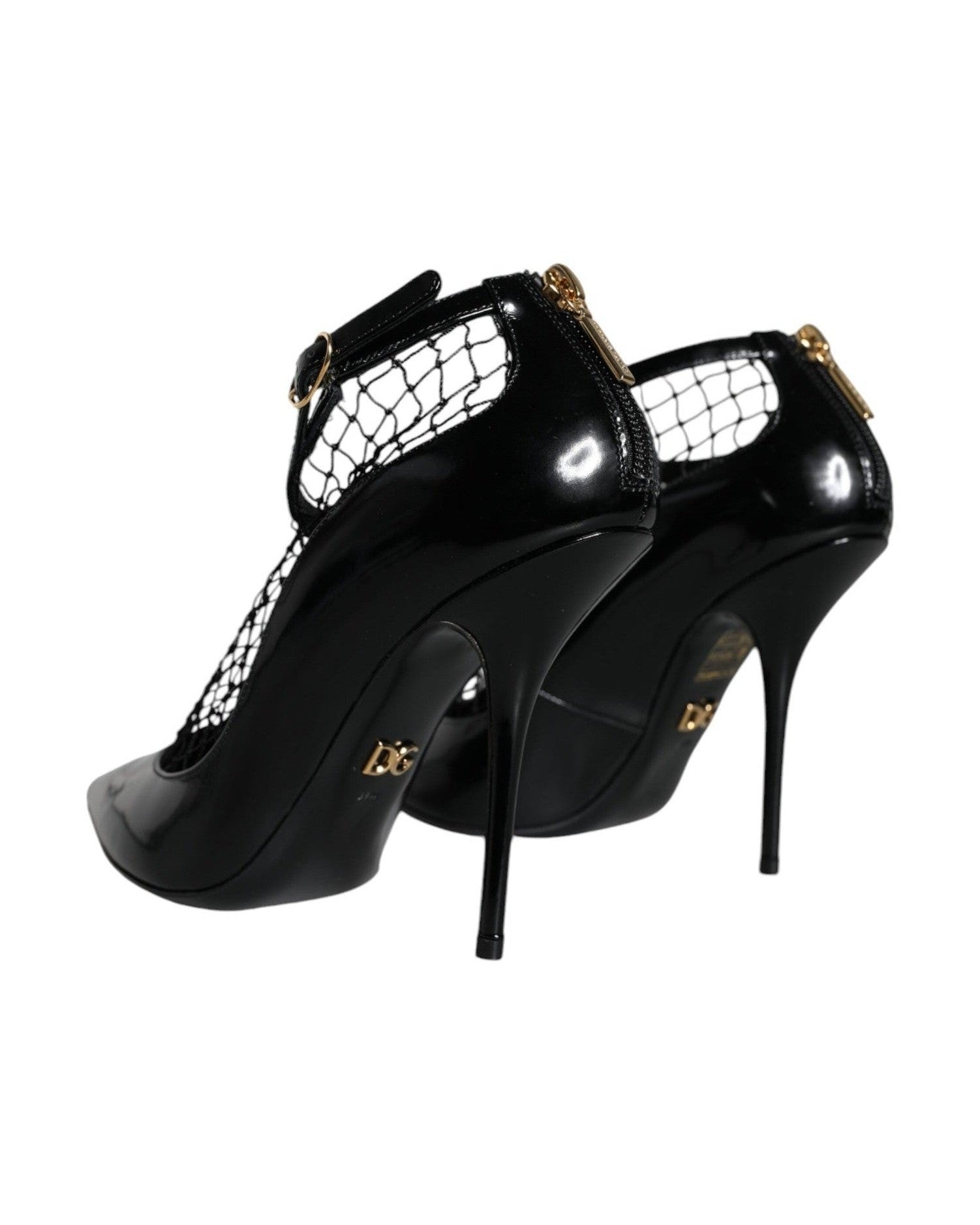 Dolce & Gabbana Black Mesh Patent Leather Heels Pumps Shoes Glam Steals