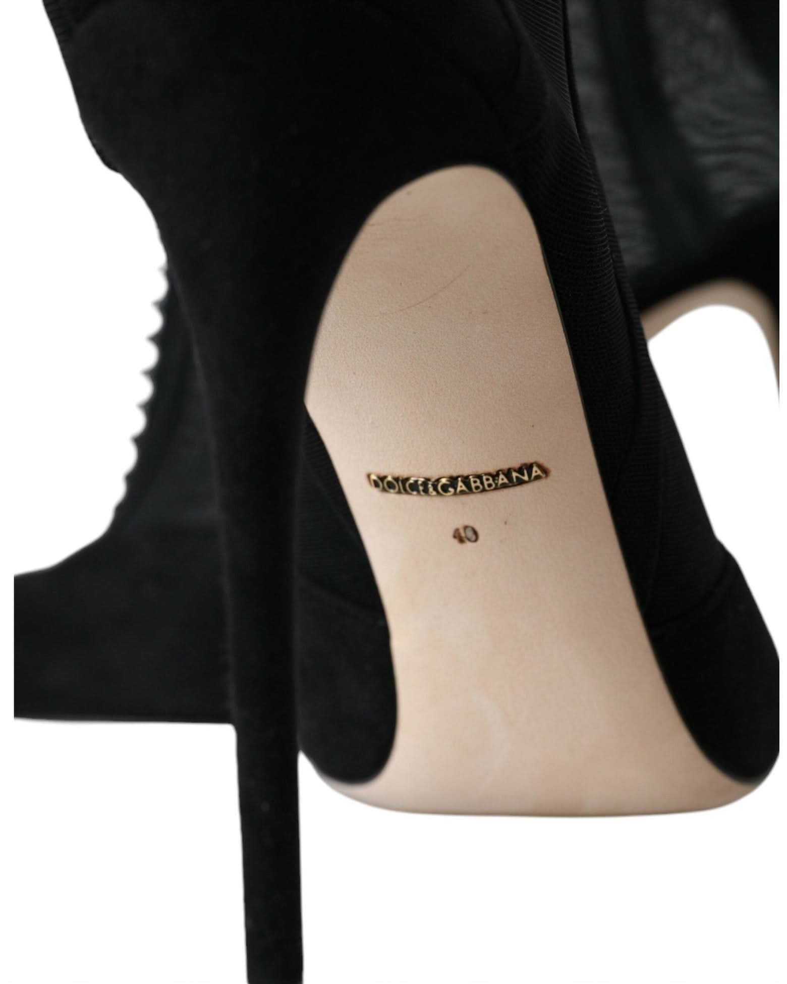 Dolce & Gabbana Black Mesh Stiletto Heels Ankle Boots Shoes Boots