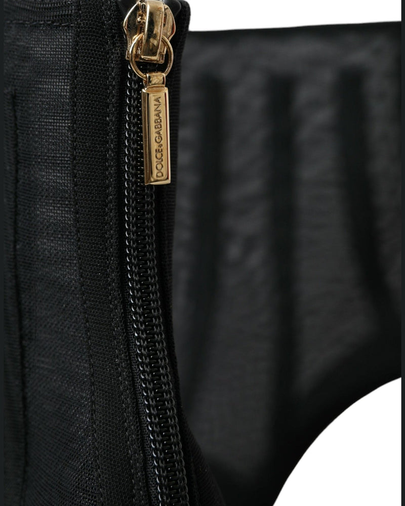 Dolce & Gabbana Black Mesh Stiletto Heels Ankle Boots Shoes Glam Steals