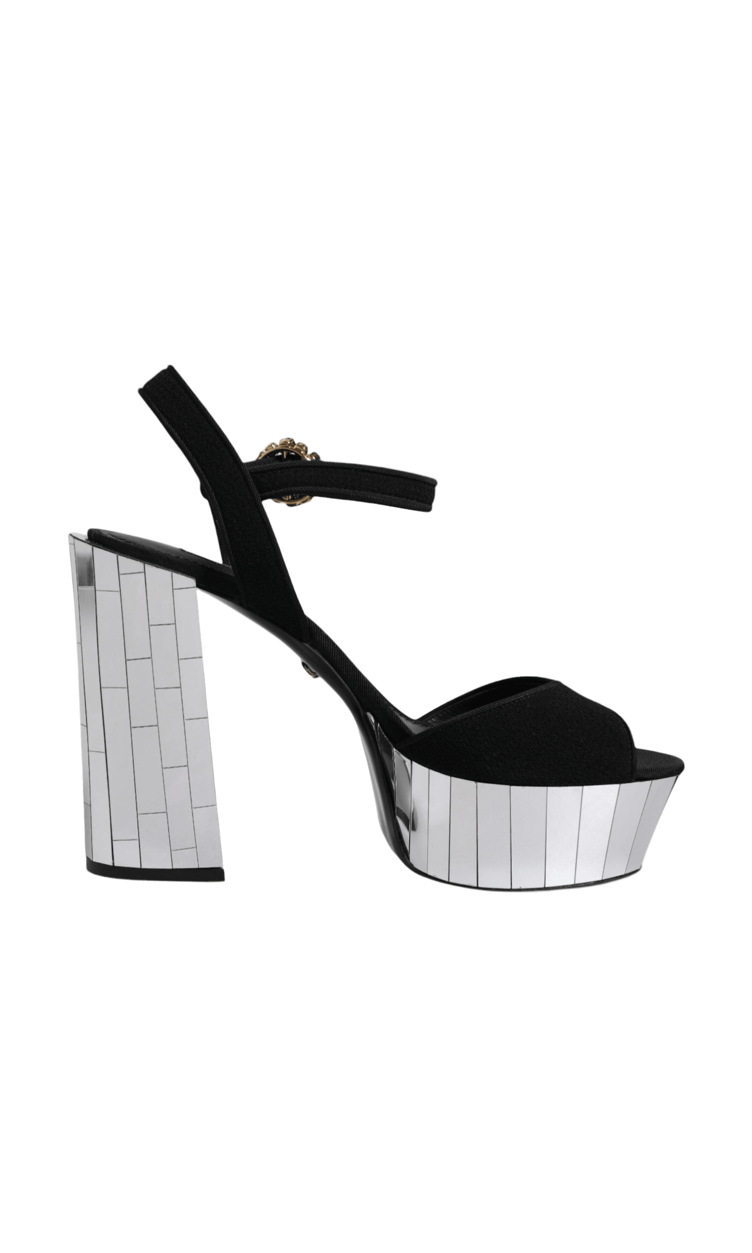 Dolce & Gabbana Black Mirror Heels Platform Sandals Shoes Glam Steals