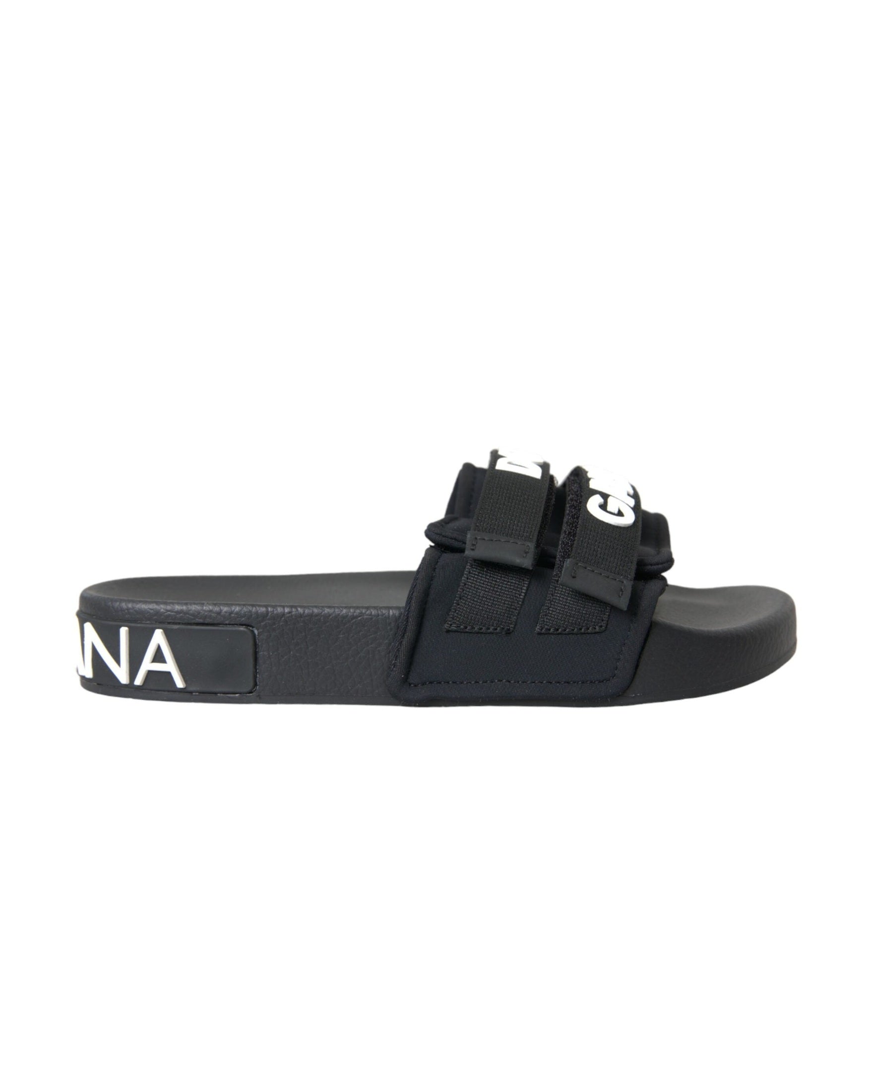 Dolce & Gabbana Black Neoprene Slides Flats Beachwear Shoes Glam Steals