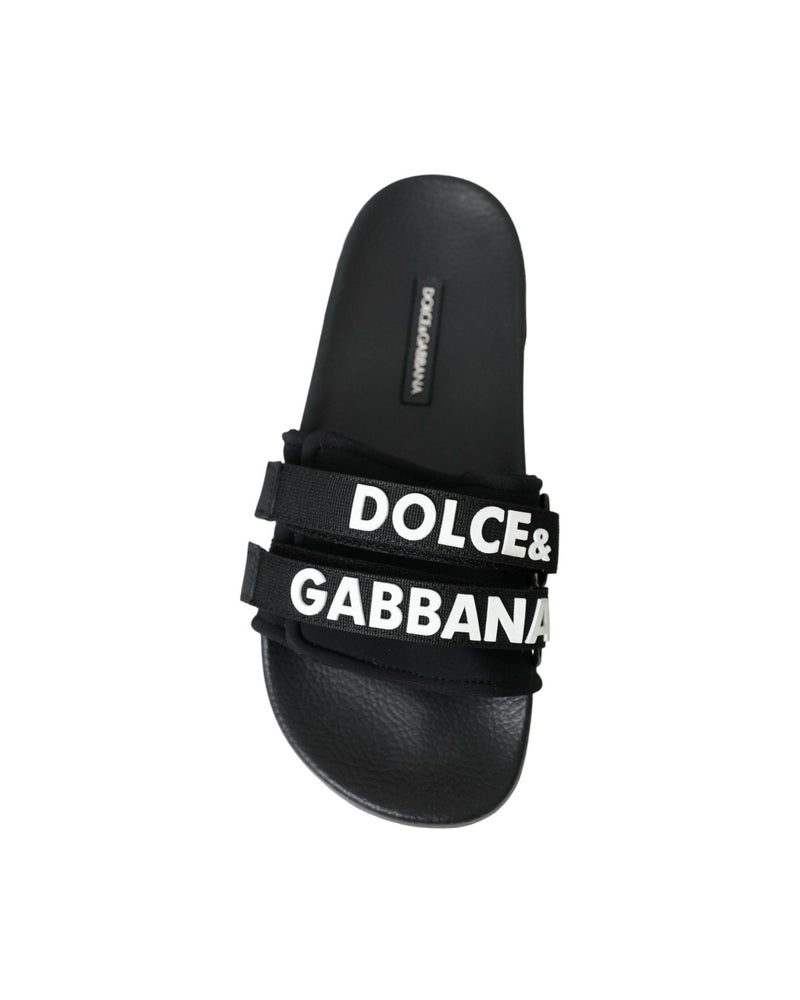 Dolce & Gabbana Black Neoprene Slides Flats Beachwear Shoes Glam Steals