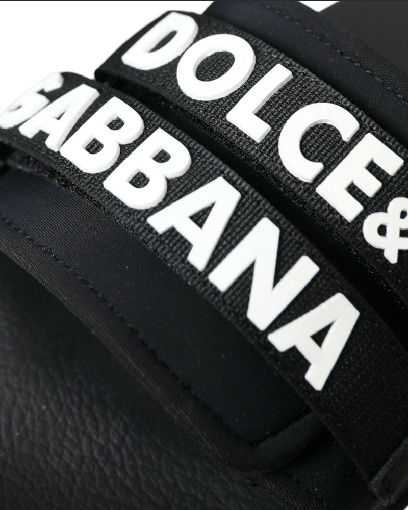 Dolce & Gabbana Black Neoprene Slides Flats Beachwear Shoes Glam Steals