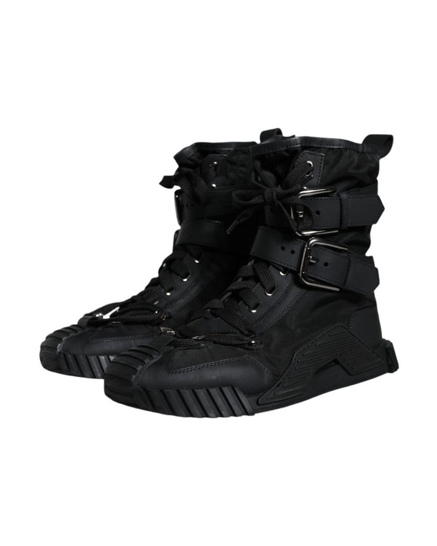 Dolce & Gabbana Black Nylon Lace Up Boots Glam Steals