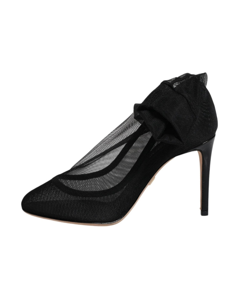 Dolce & Gabbana Black Nylon Mesh Sock Style Boots Shoes Boots
