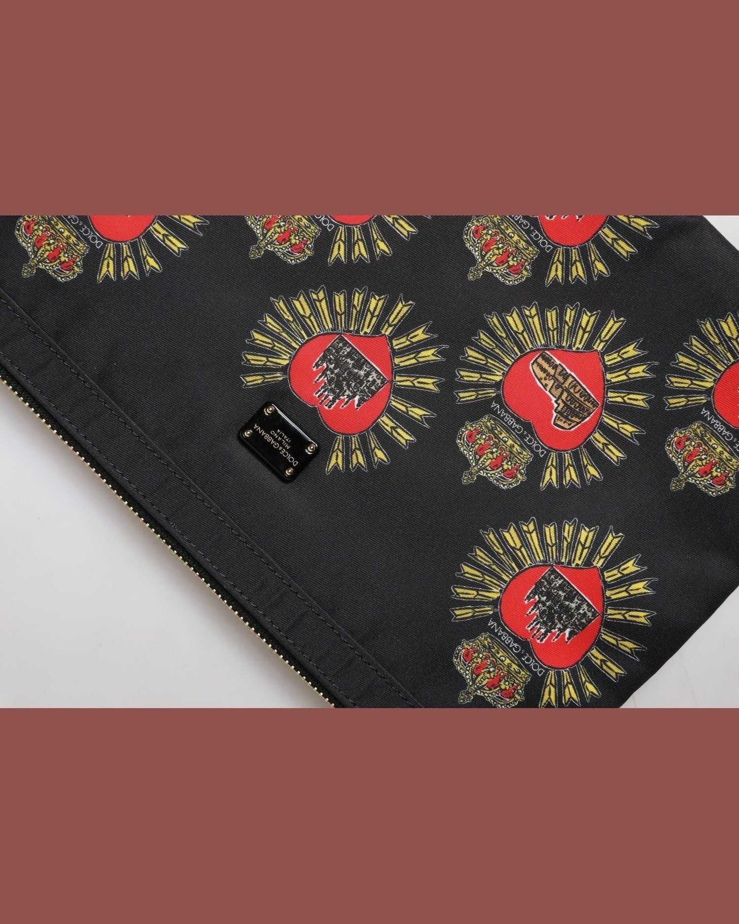 Dolce & Gabbana Black Nylon Red Sacred Heart Clutch Pouch Bag Glam Steals