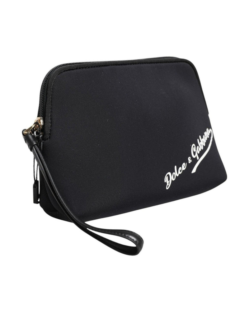 Dolce & Gabbana Black Nylon Solid Dg Logoprint Clutch Zip Borse Pouch Bag Glam Steals