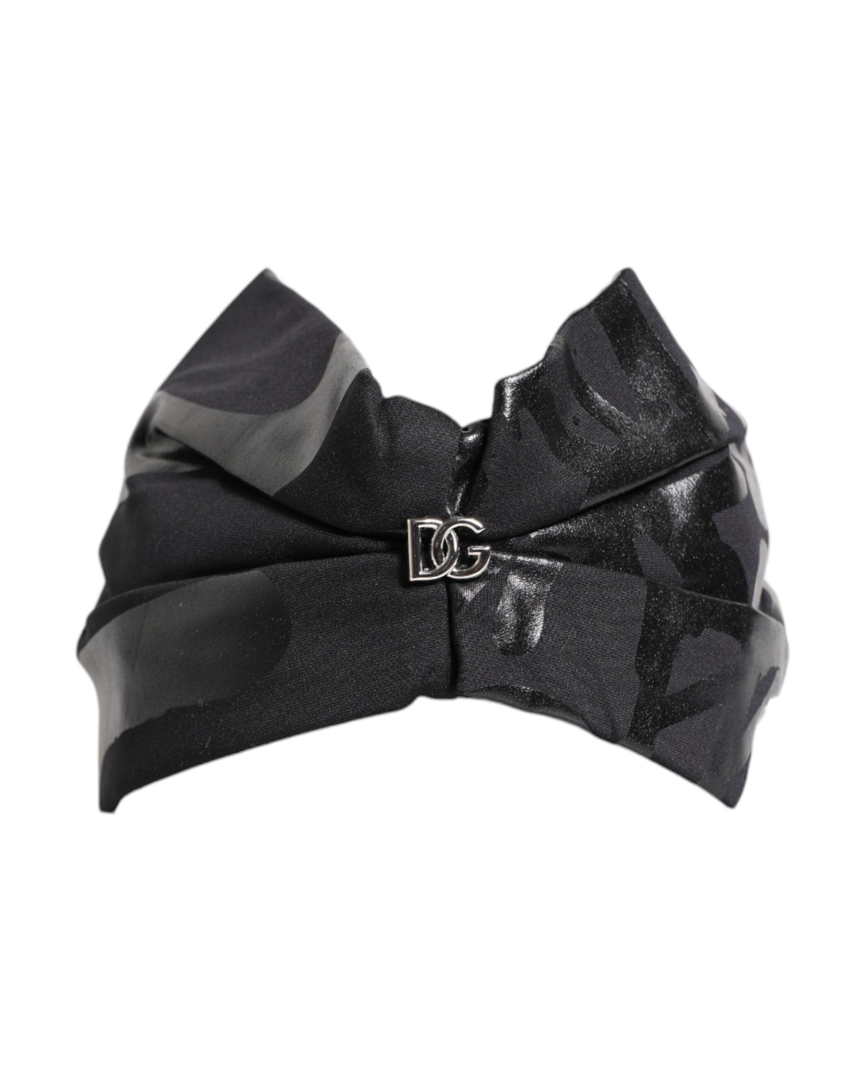 Dolce & Gabbana Black Nylon Stretch Dg Logo Head Band Hat Glam Steals