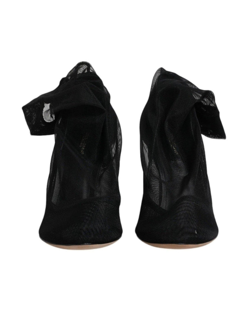 Dolce & Gabbana Black Nylon Stretch Mesh Sock Boots Shoes Glam Steals