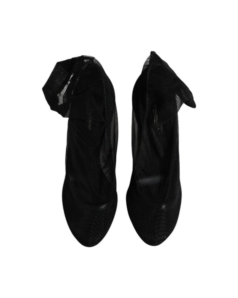 Dolce & Gabbana Black Nylon Stretch Mesh Sock Boots Shoes Glam Steals