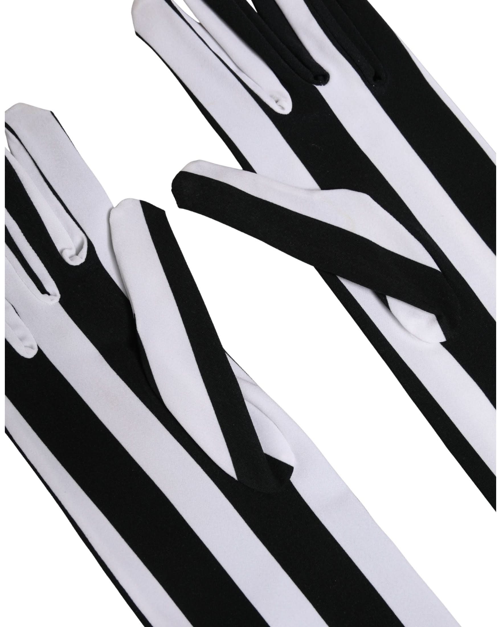 Dolce & Gabbana Black Nylon White Stripes Elbow Length Gloves 