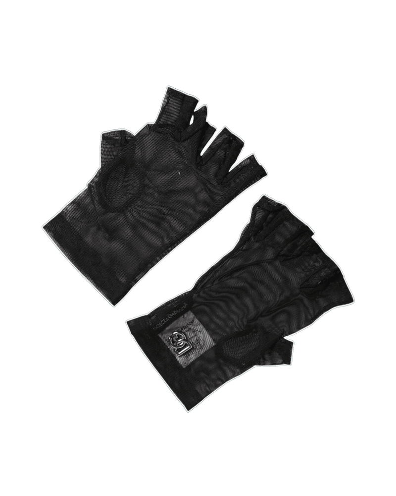 Dolce & Gabbana Black Nylon Wrist Length Fingerless Mitten Gloves Glam Steals