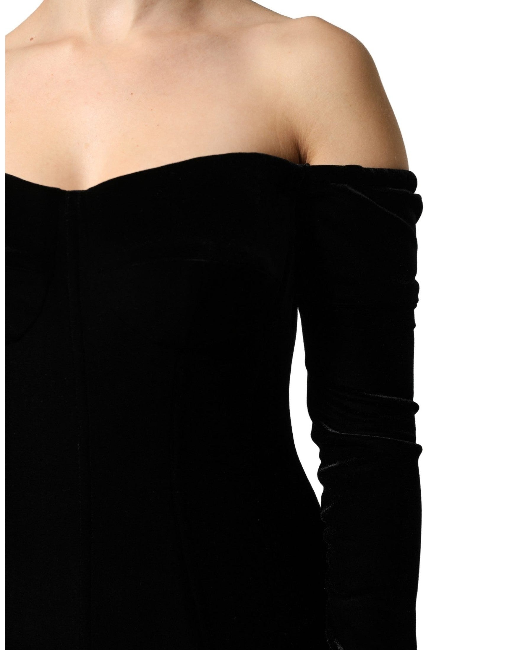 Dolce & Gabbana Black Off Shoulder Bodycon Long Gown Dress Glam Steals