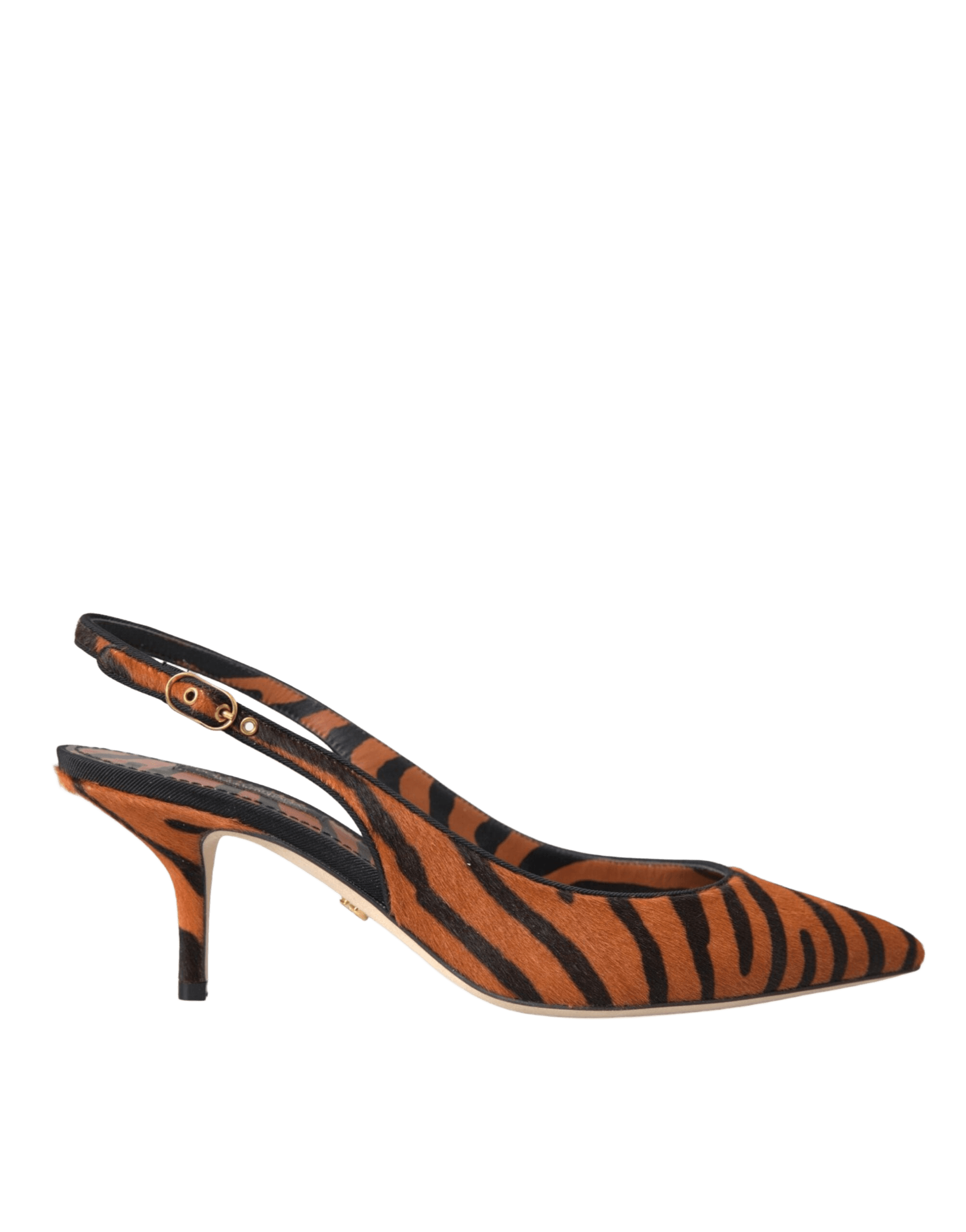 Dolce & Gabbana Black Orange Zebra Leather Slingbacks Shoes Glam Steals
